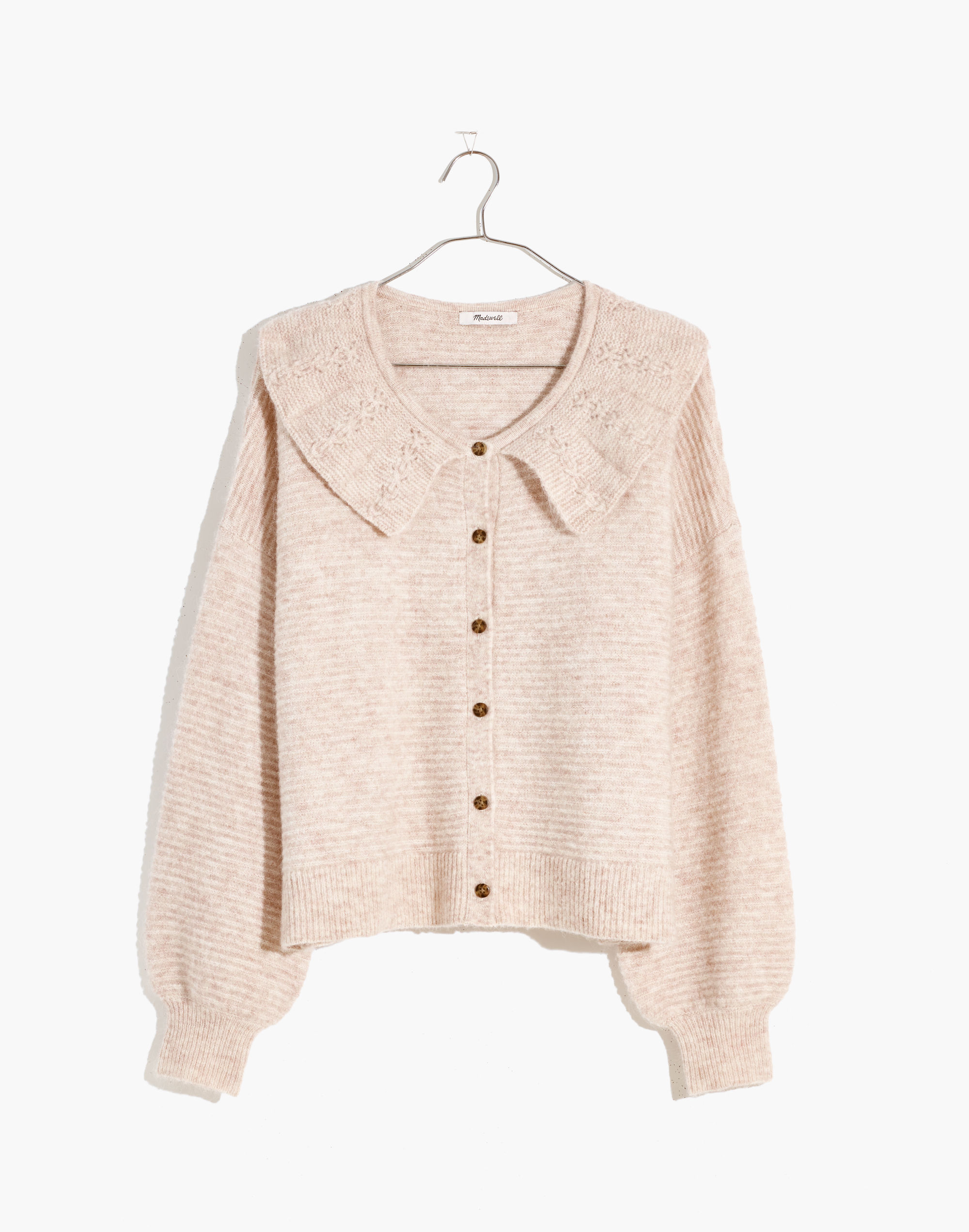 Pointelle-Collar Cardigan Sweater