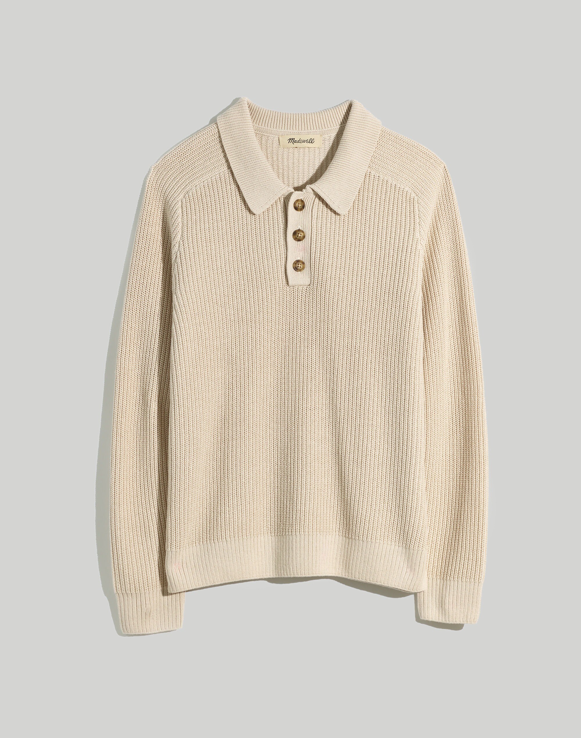 Cotton-Linen Long-Sleeve Sweater Polo