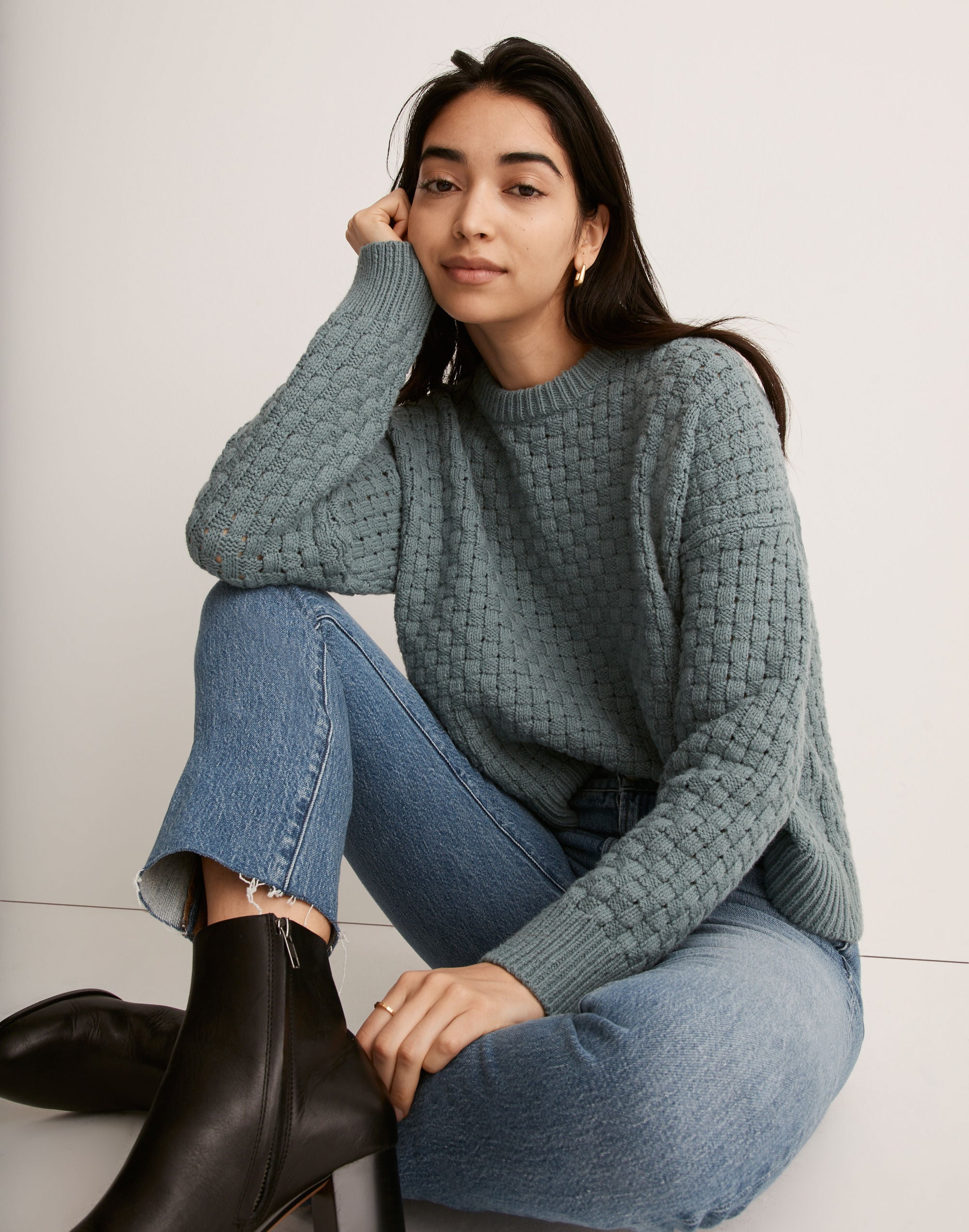 basketweave-stitch sweater