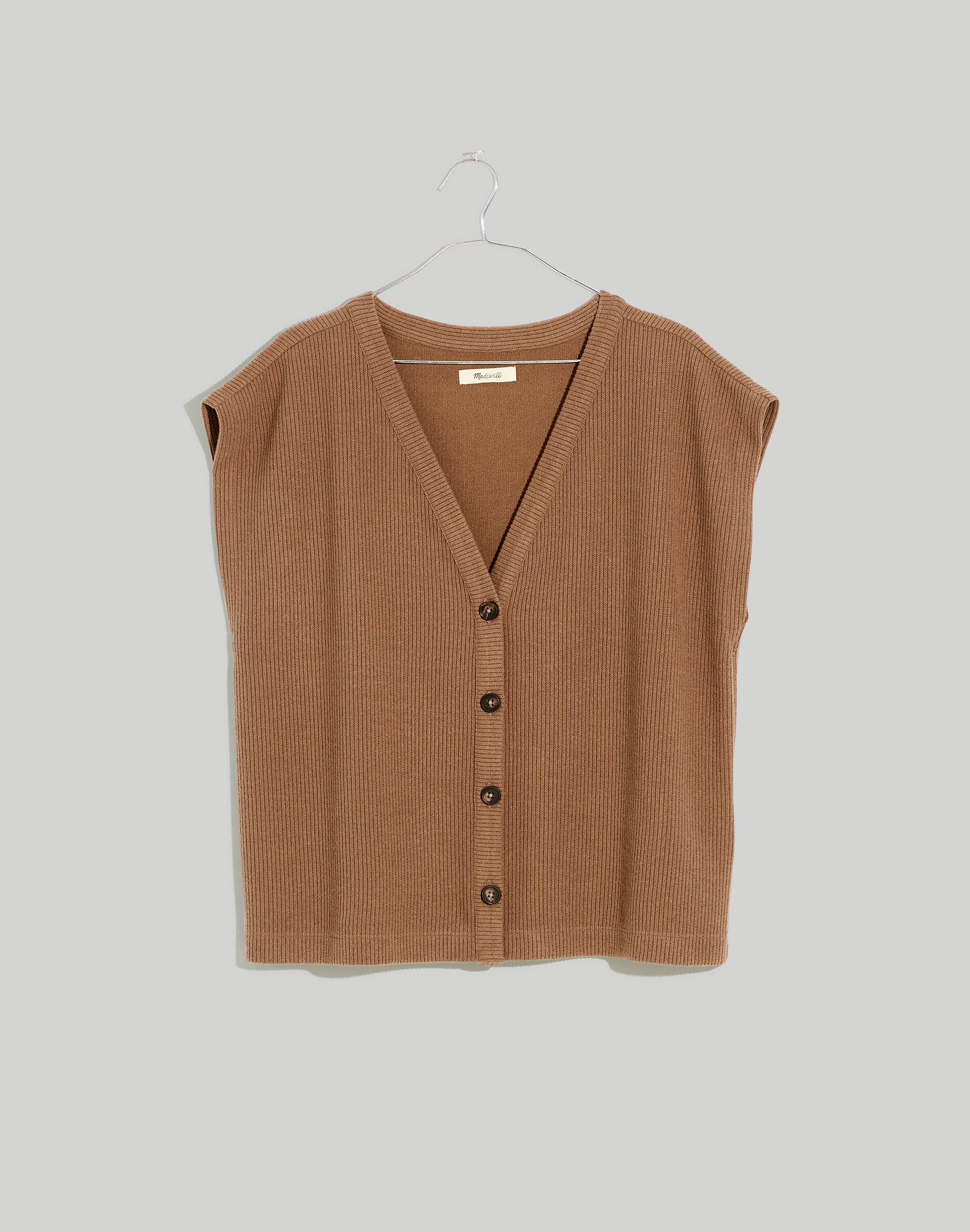 Ribbed Button-Up Sweater Vest