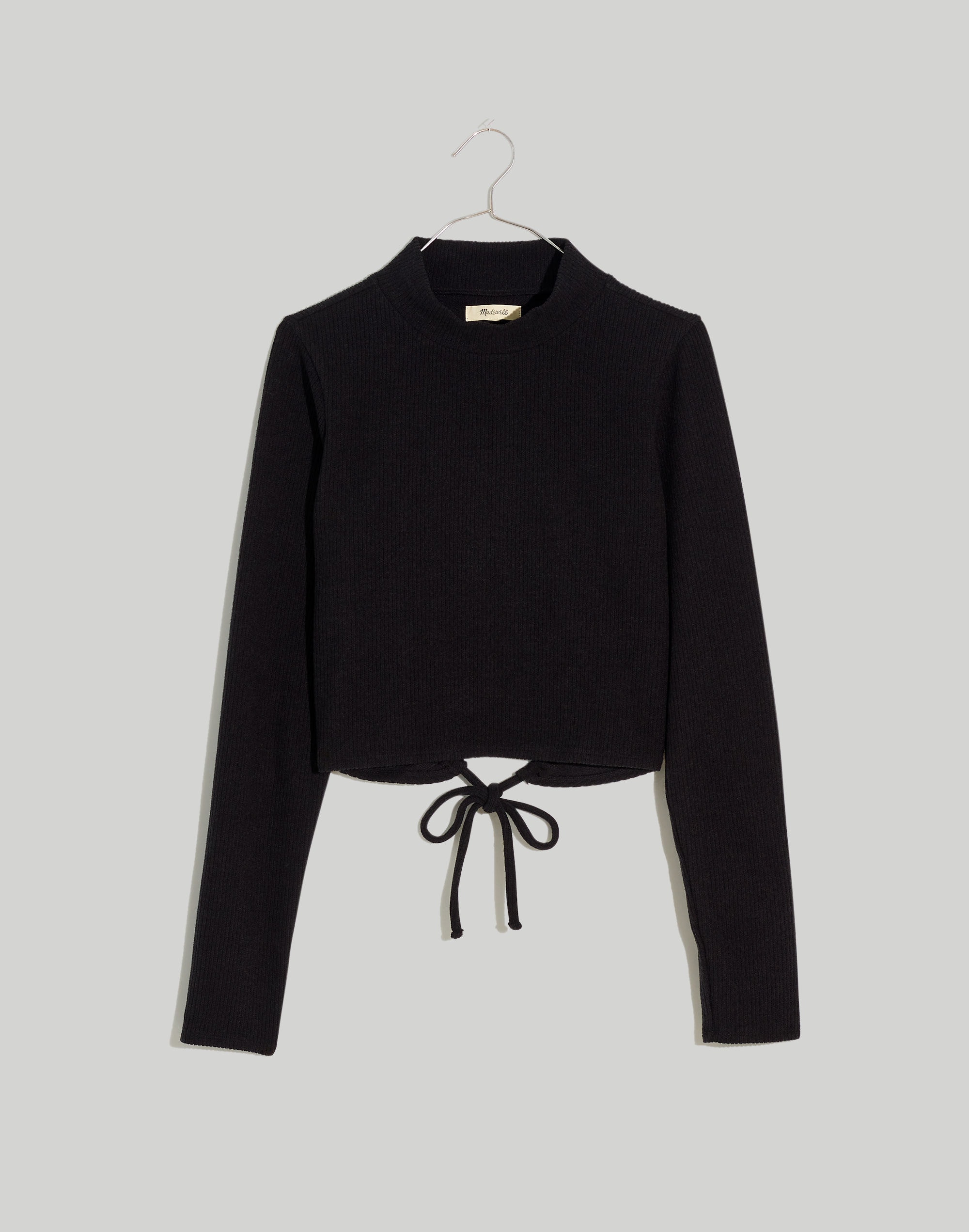 Ribbed Mockneck Open-Back Crop Top