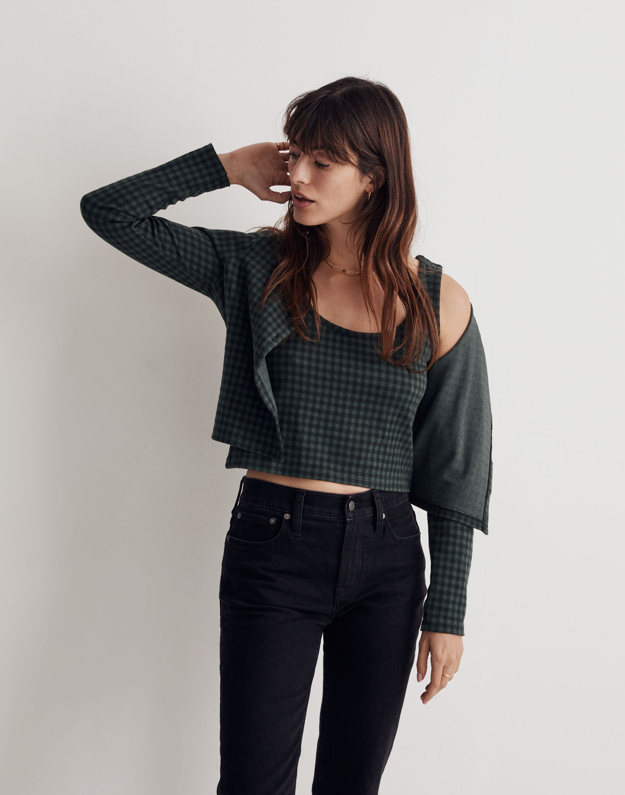 Jacquard Cardigan Twin Set in Gingham