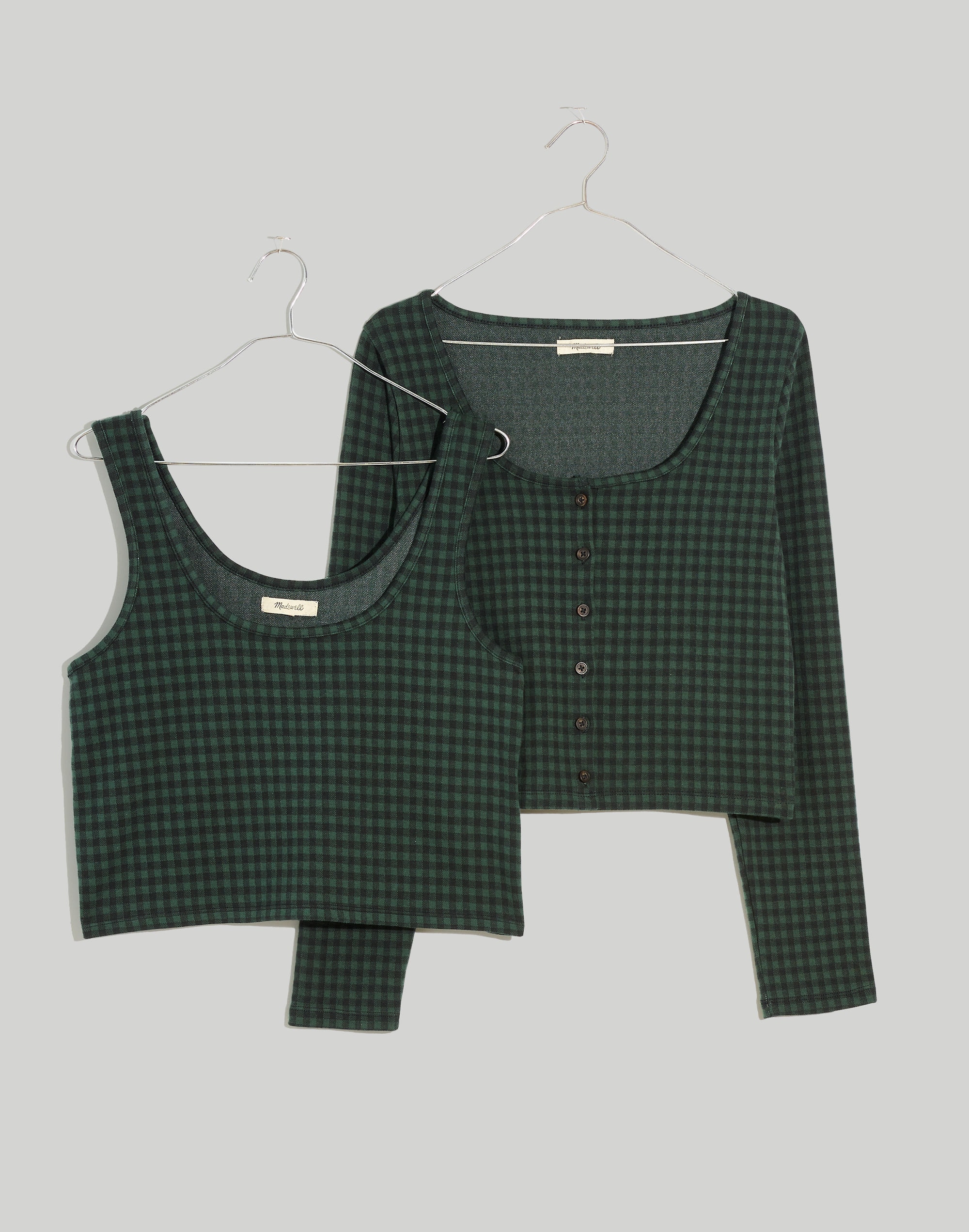 Jacquard Cardigan Twin Set in Gingham