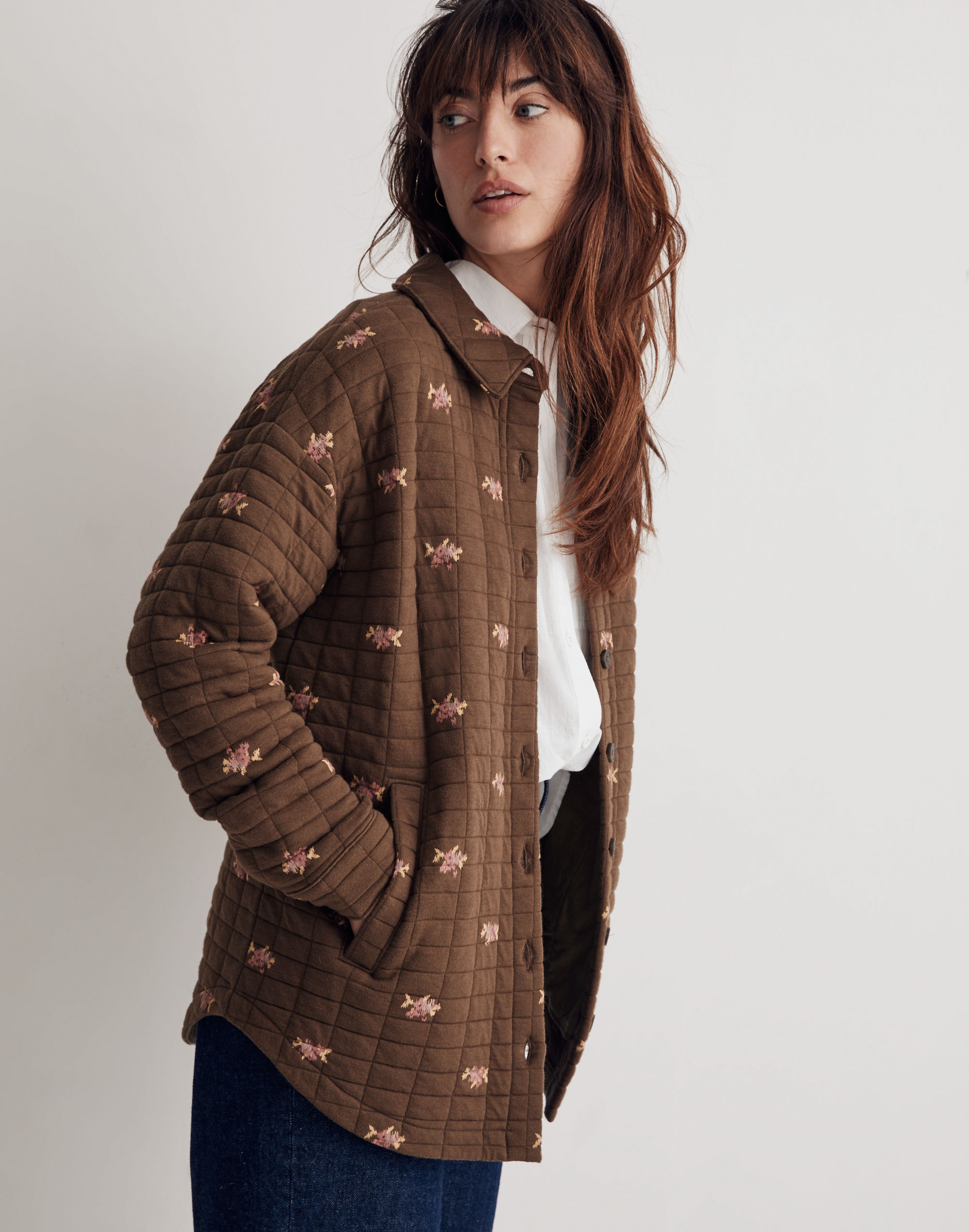 Quilted Shirt-Jacket in Floral