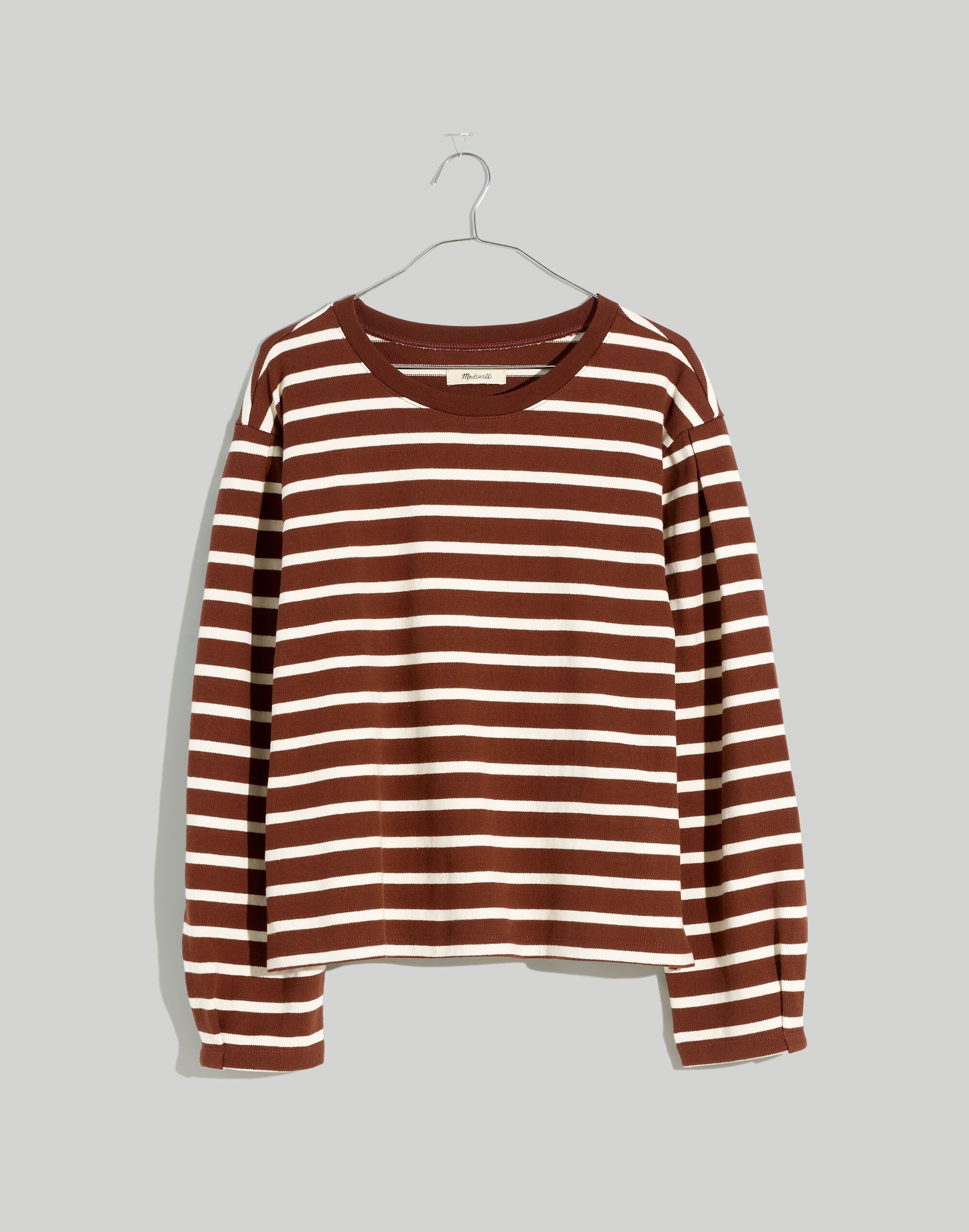 Pleated Long-Sleeve Tee in Stripe | Madewell
