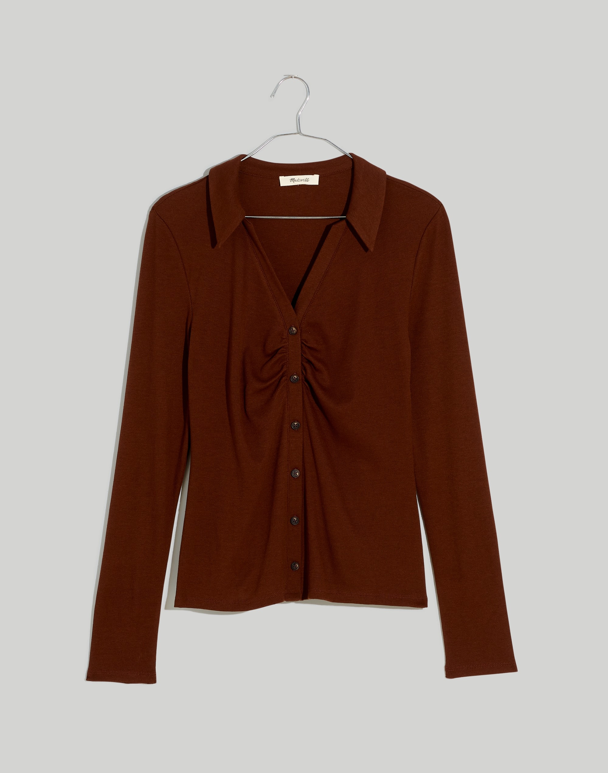 Ruched Polo Cardigan