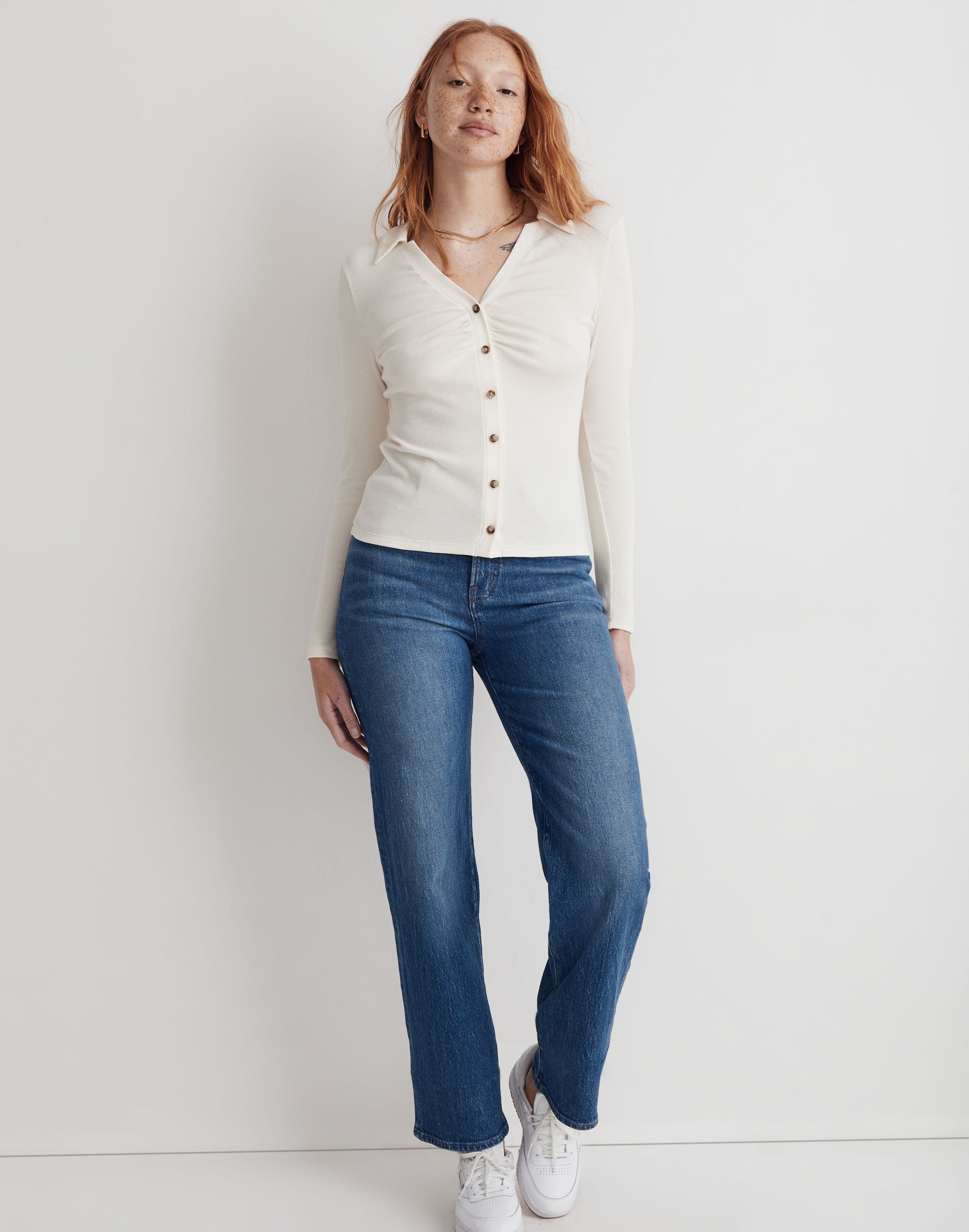 Ruched Polo Cardigan