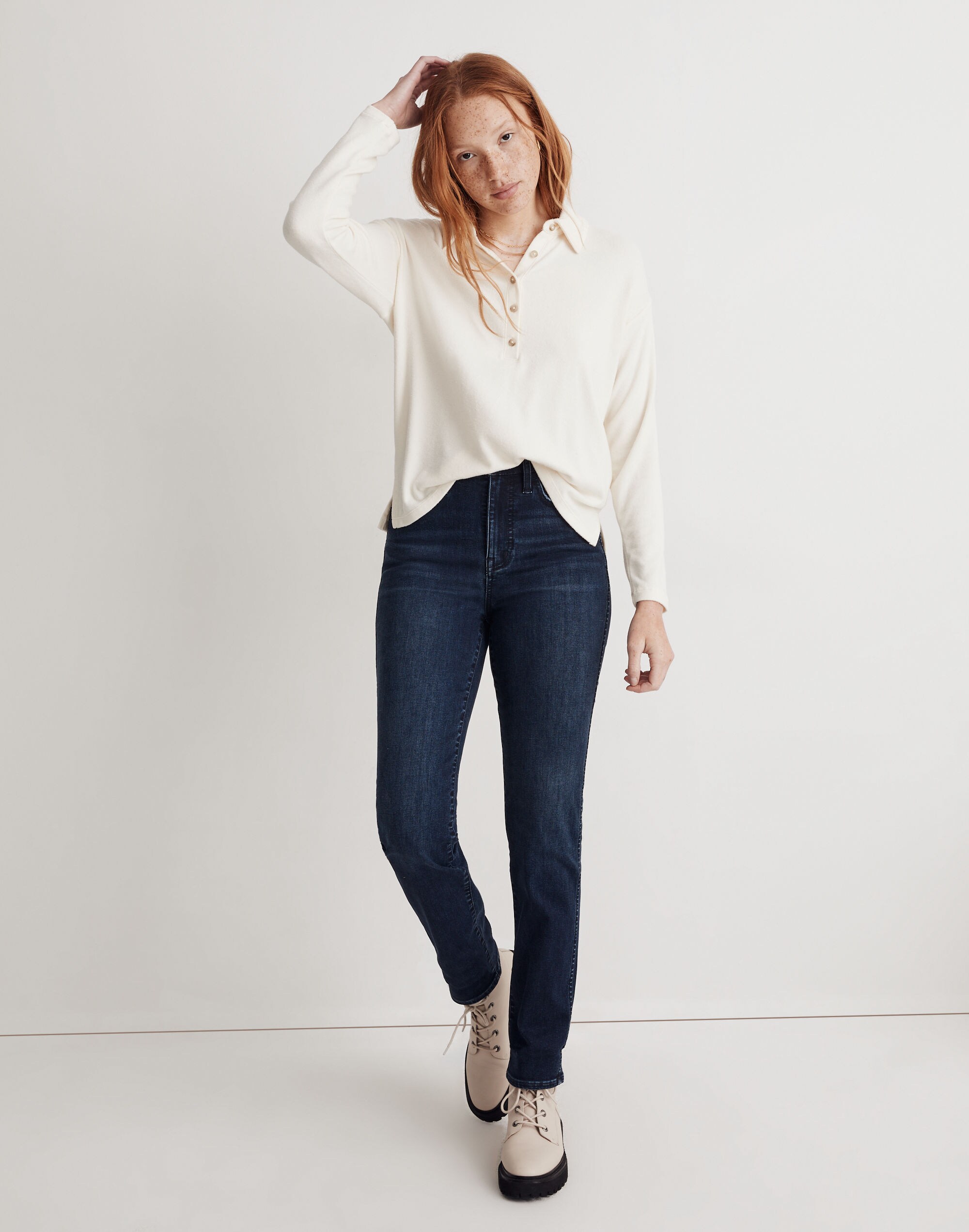 Dreamiest Knit Long-Sleeve Henley Polo