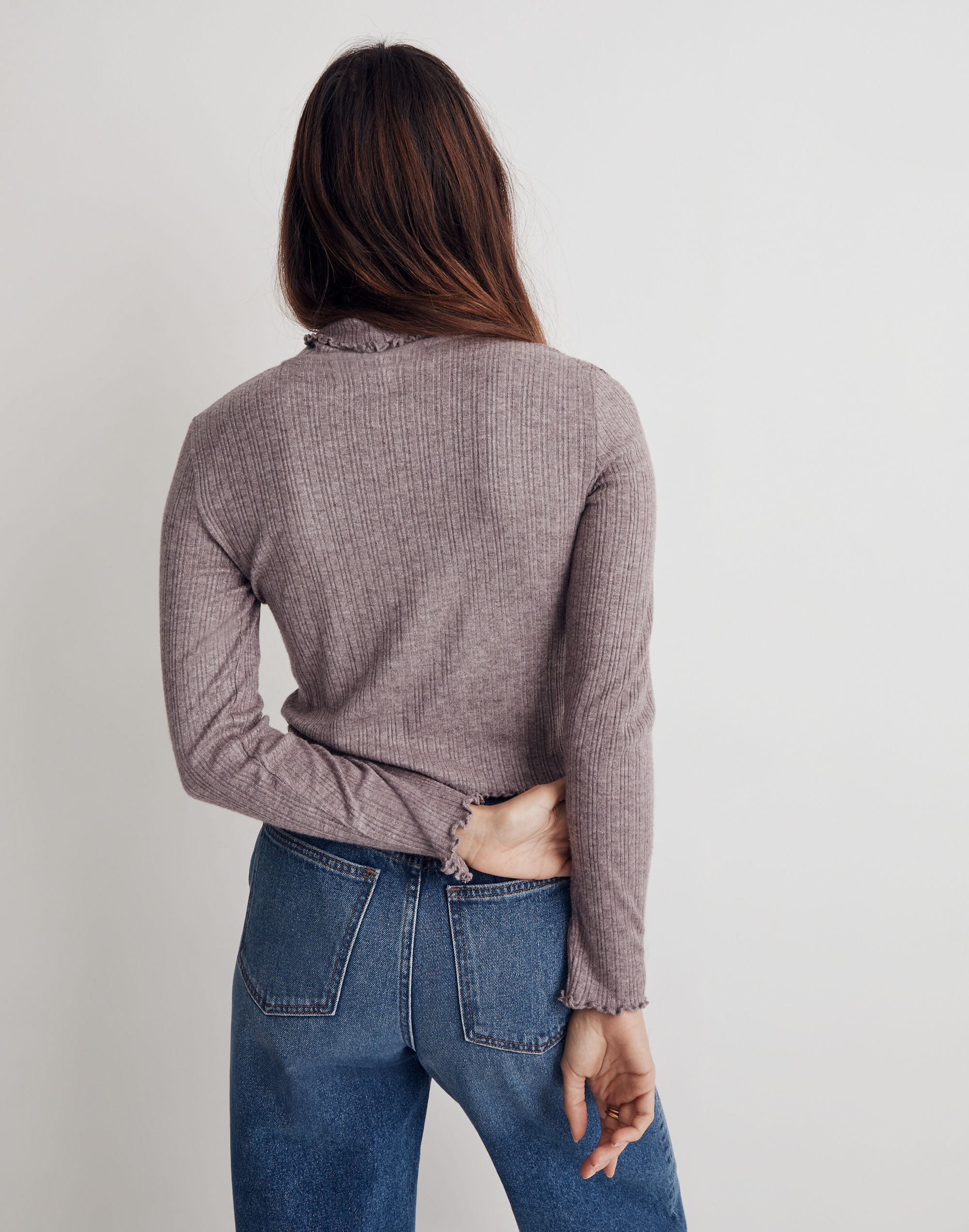Cropped Long-Sleeve Turtleneck Tee