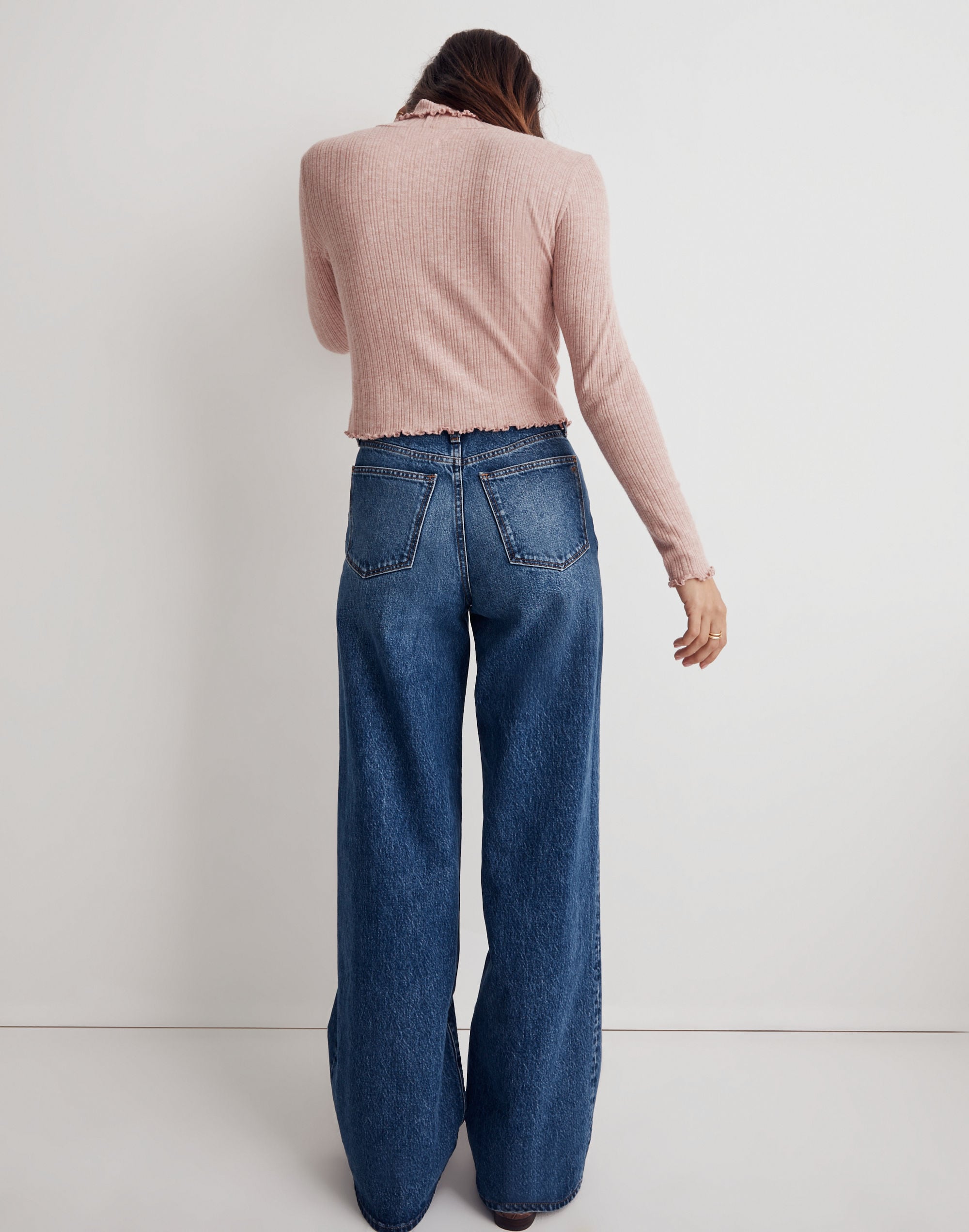 Cropped Long-Sleeve Turtleneck Tee