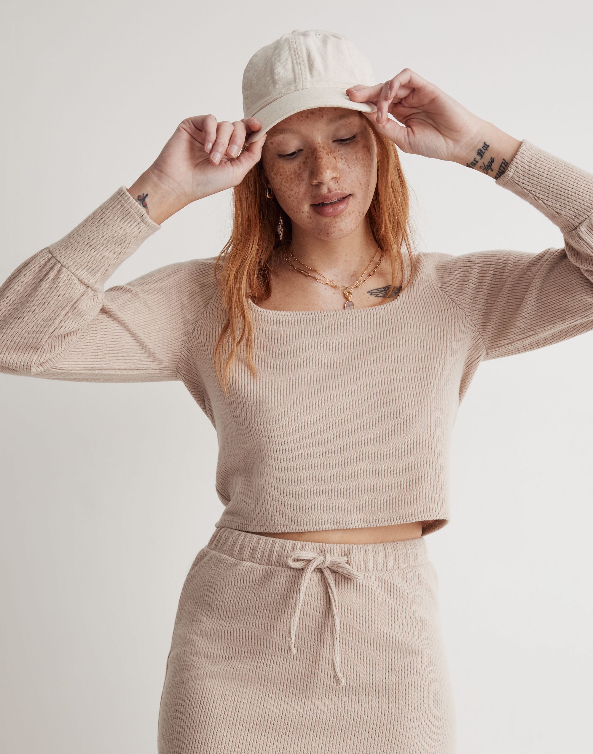 Ribbed Square-Neck Crop Top