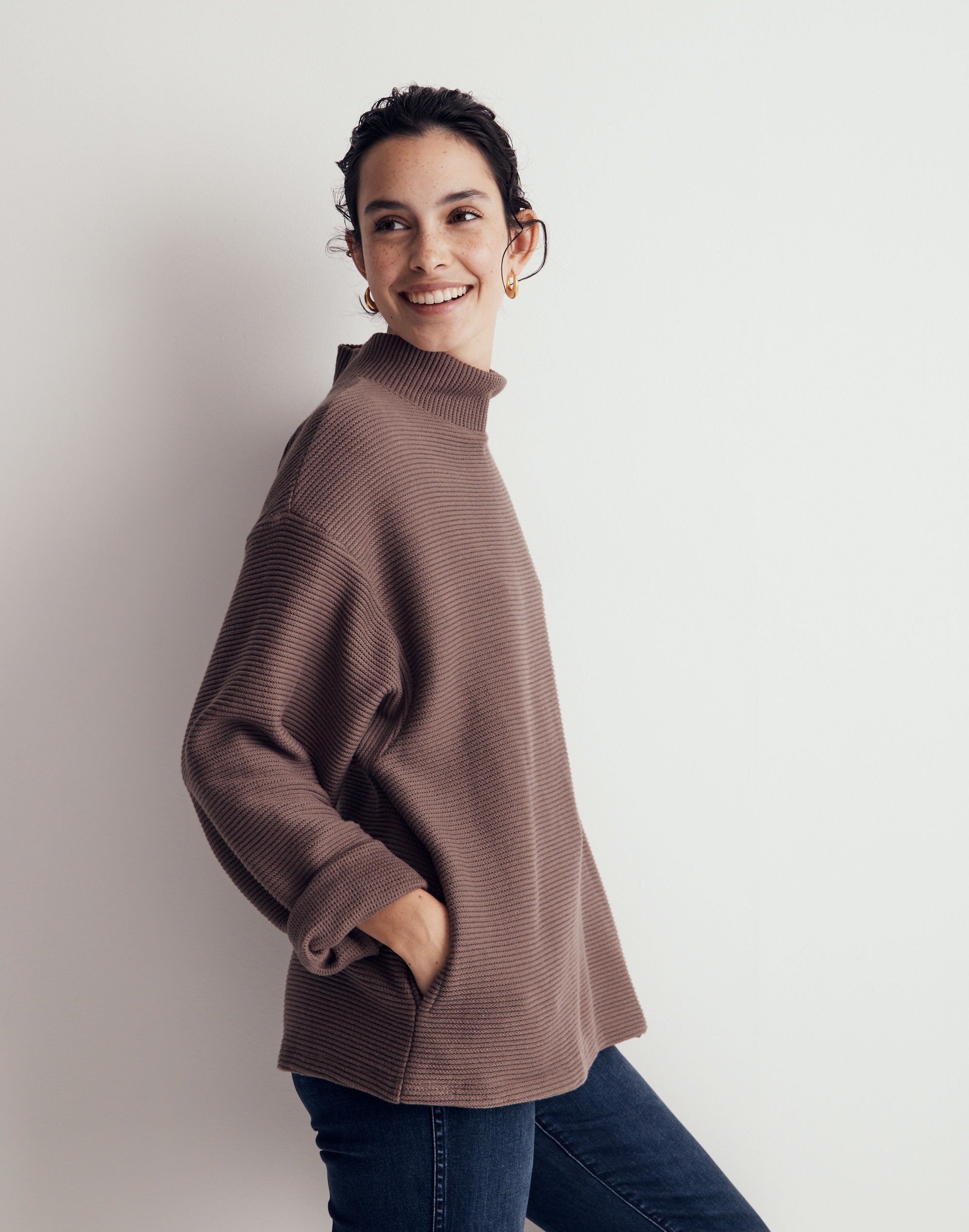 Funnelneck Drop-Shoulder Top