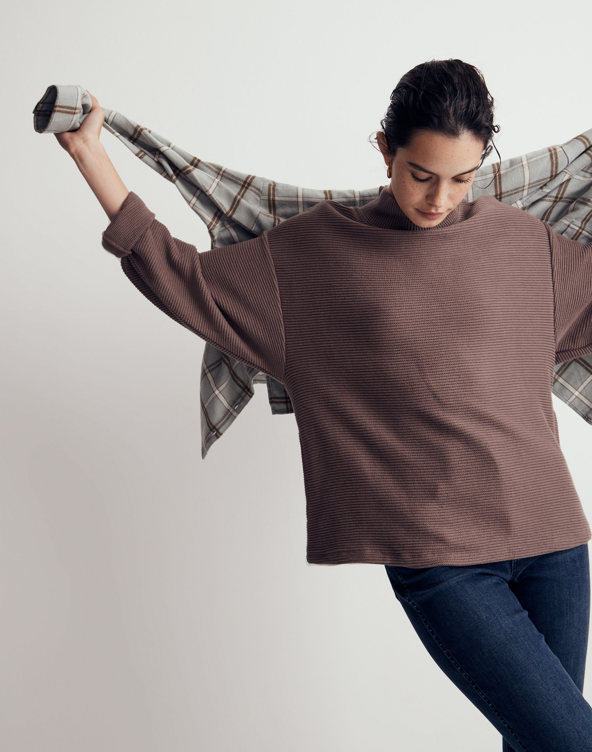 Funnelneck Drop-Shoulder Top