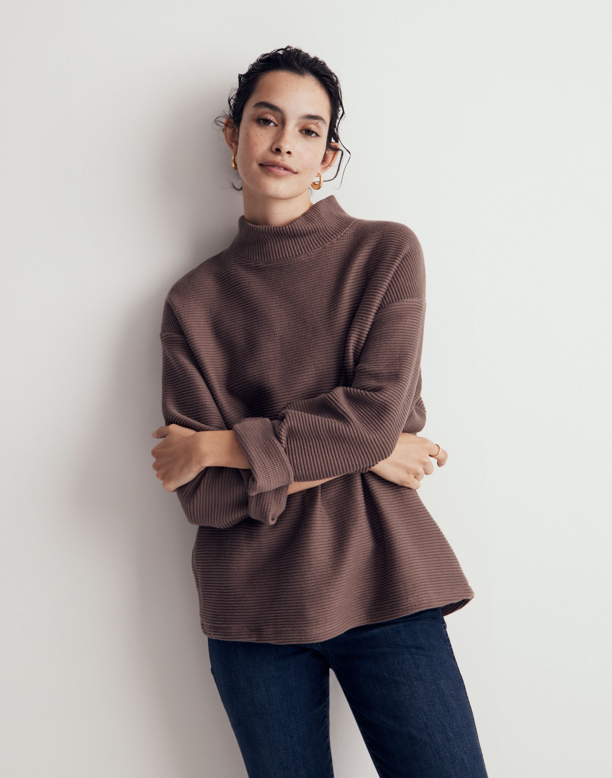 Funnelneck Drop-Shoulder Top