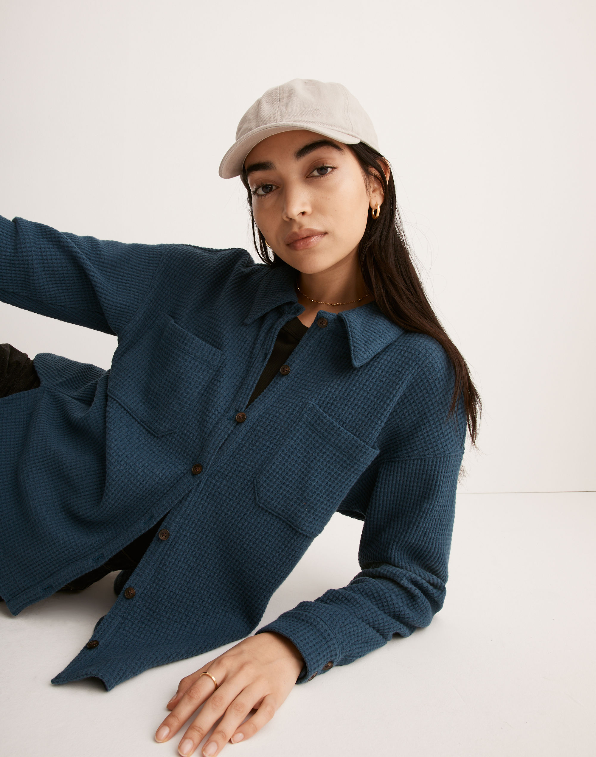 Waffle Knit Shirt-Jacket