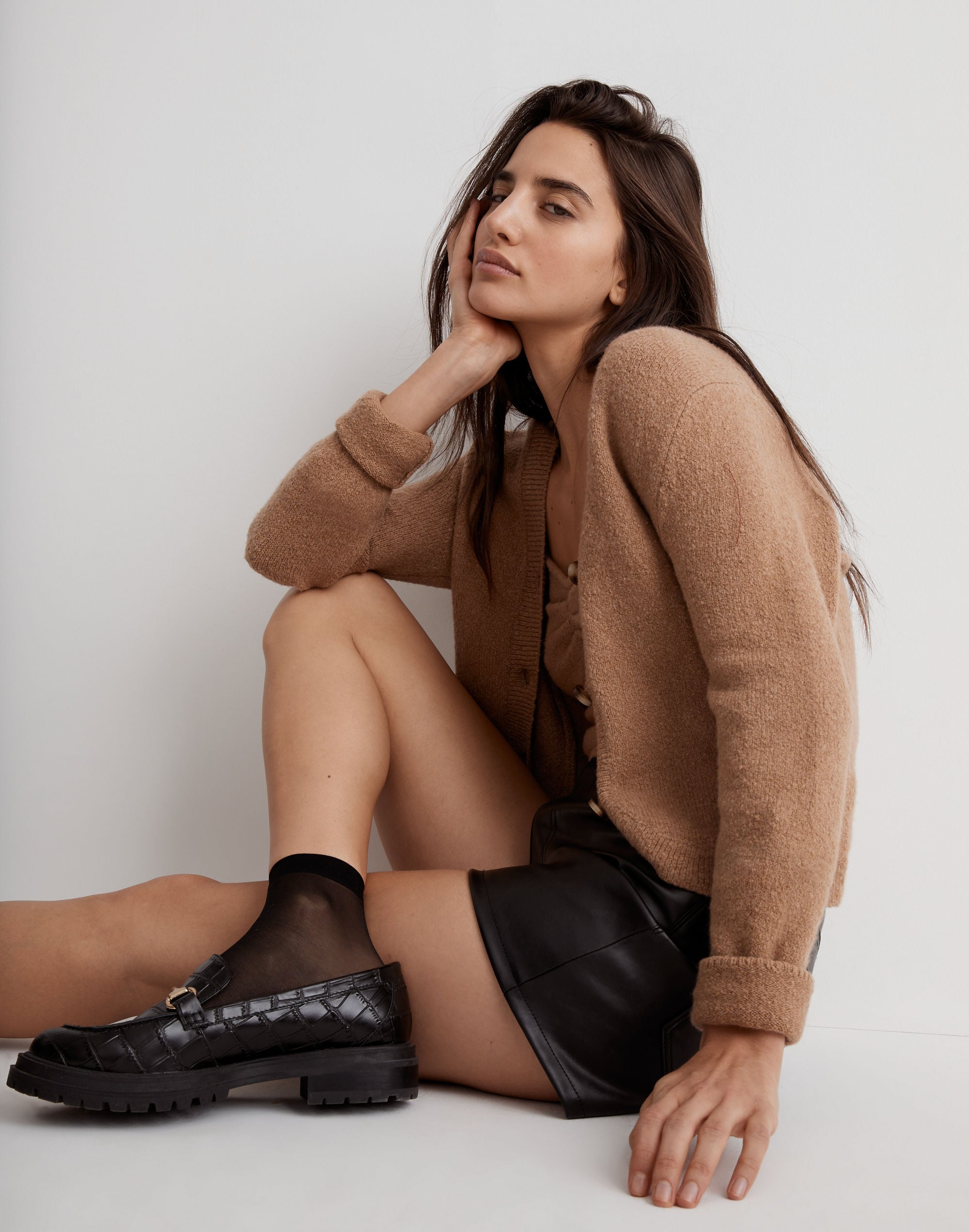 Haskell Crop Cardigan Sweater in Coziest Textured Yarn