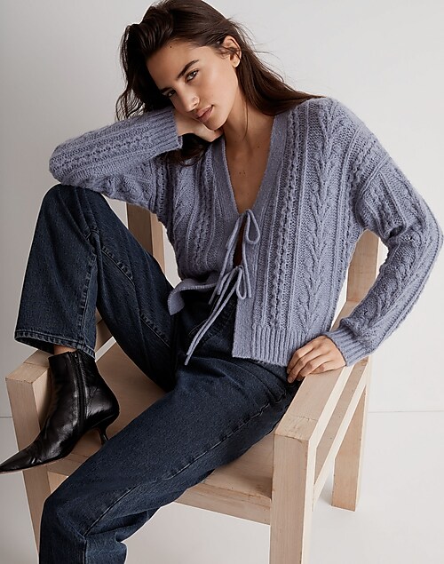 Cable Tie-Front Cardigan Sweater