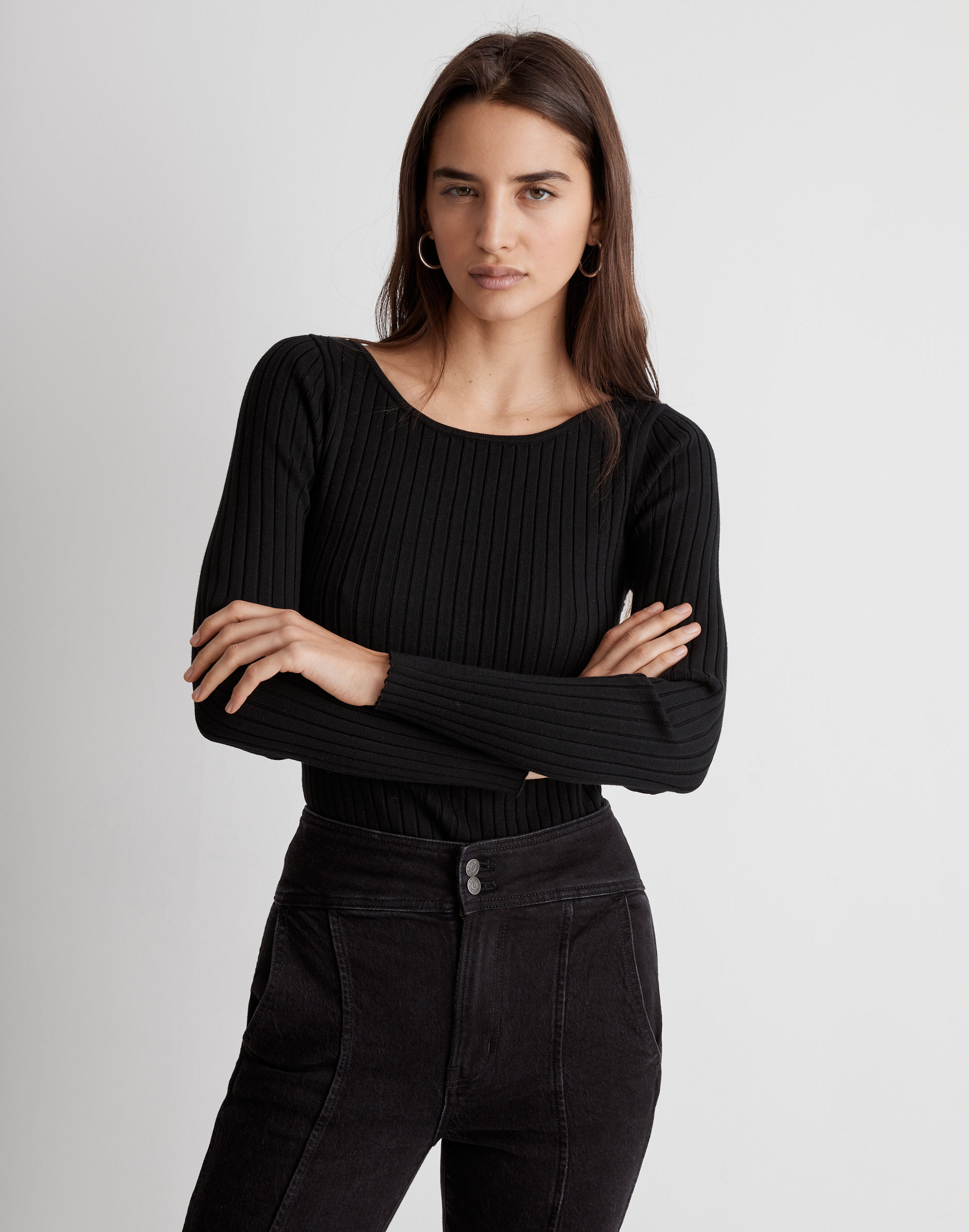 Open-Back Slim Pullover Sweater