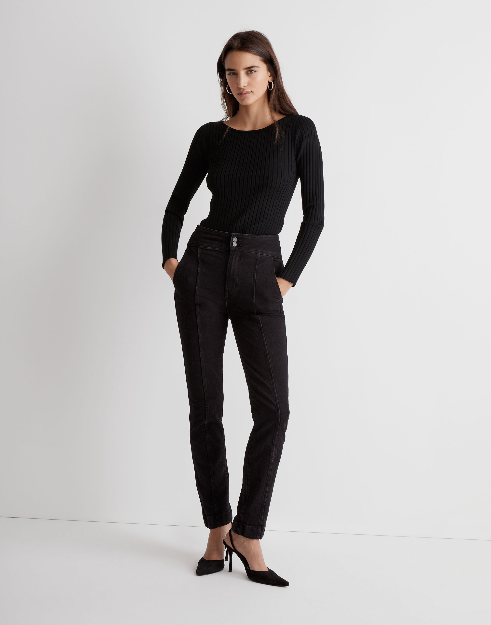 open-back slim pullover sweater