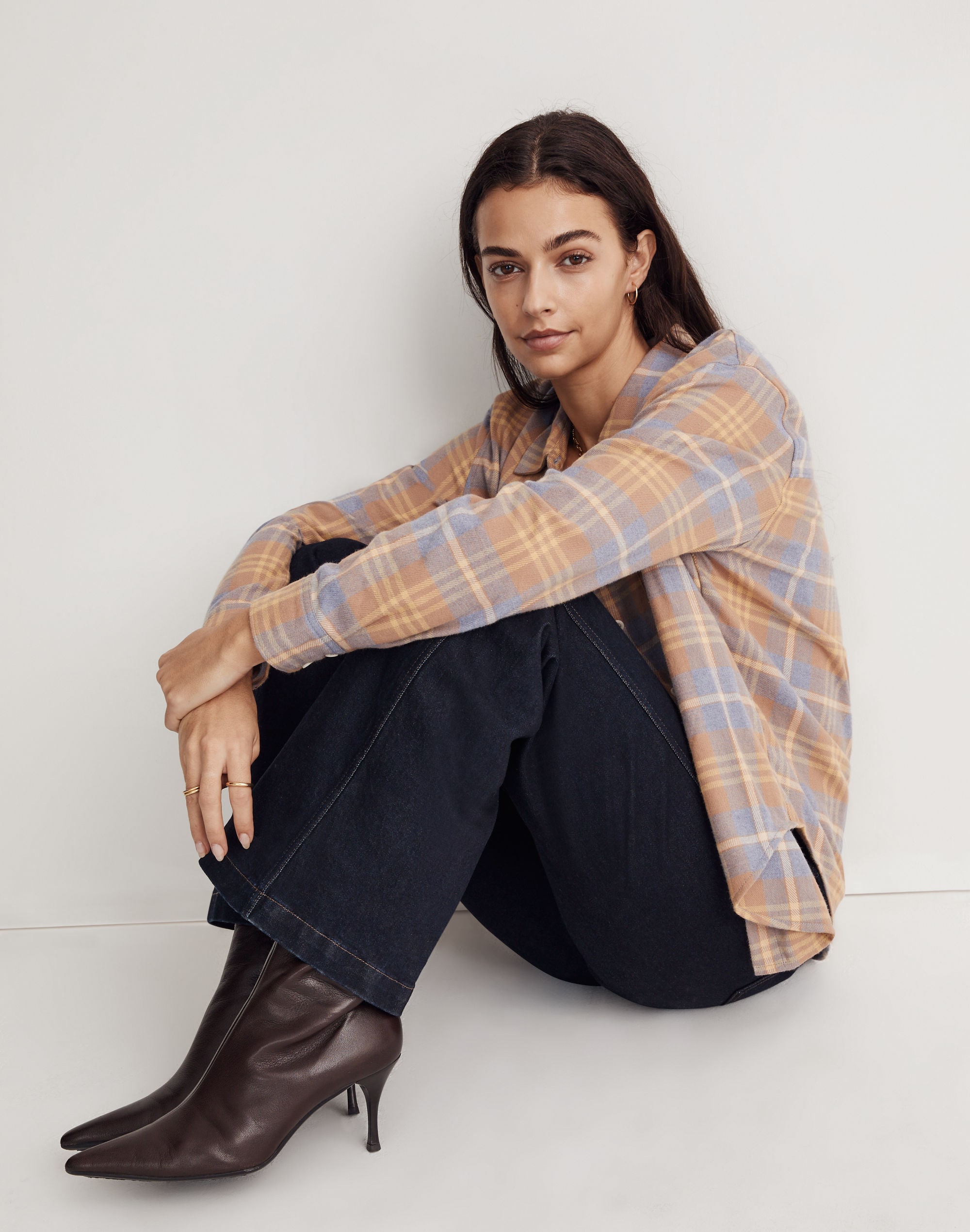 Flannel Oversized Boyfriend Shirt in Plaid