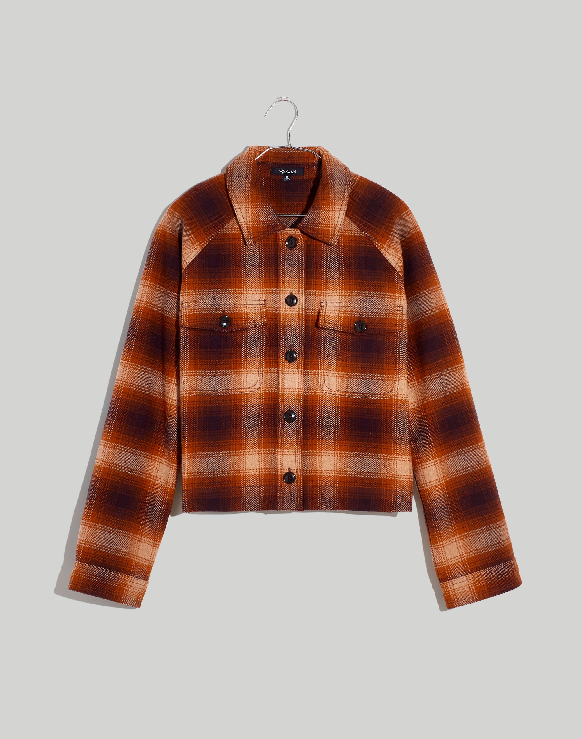Flannel Crop Shirt-Jacket in Plaid