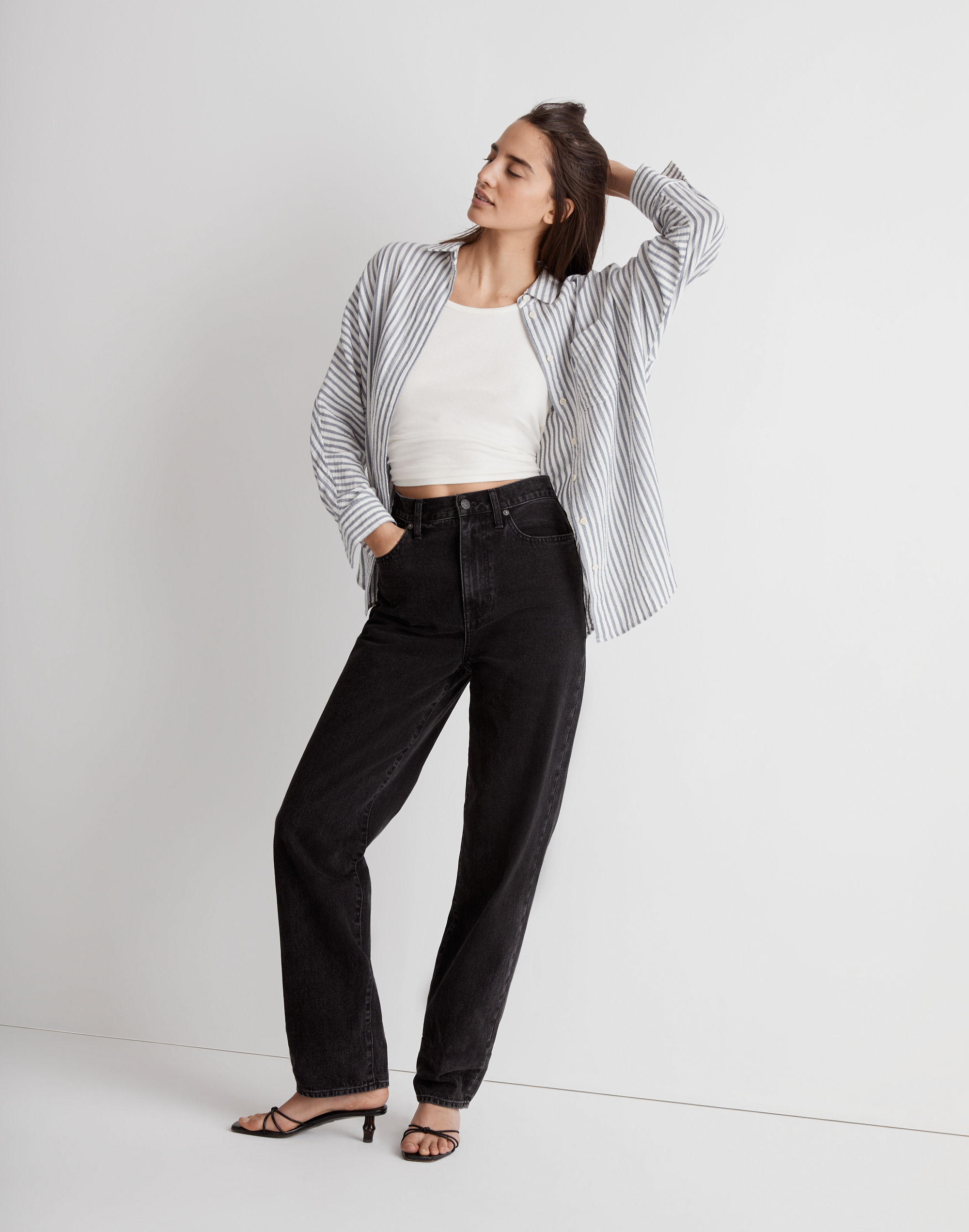 long-sleeve dolman shirt in stripe