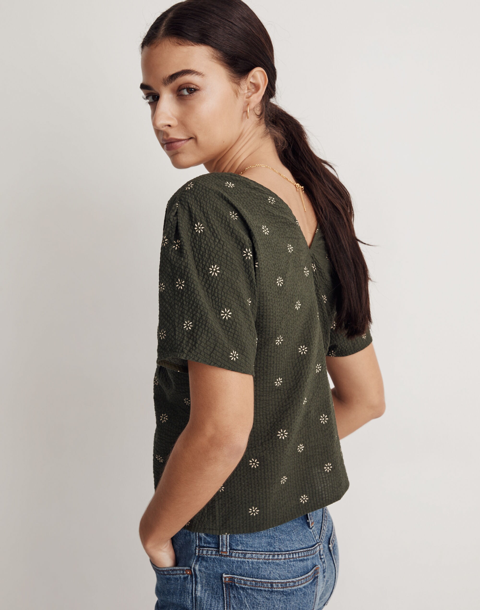 Voile Puff-Sleeve Top in Floral