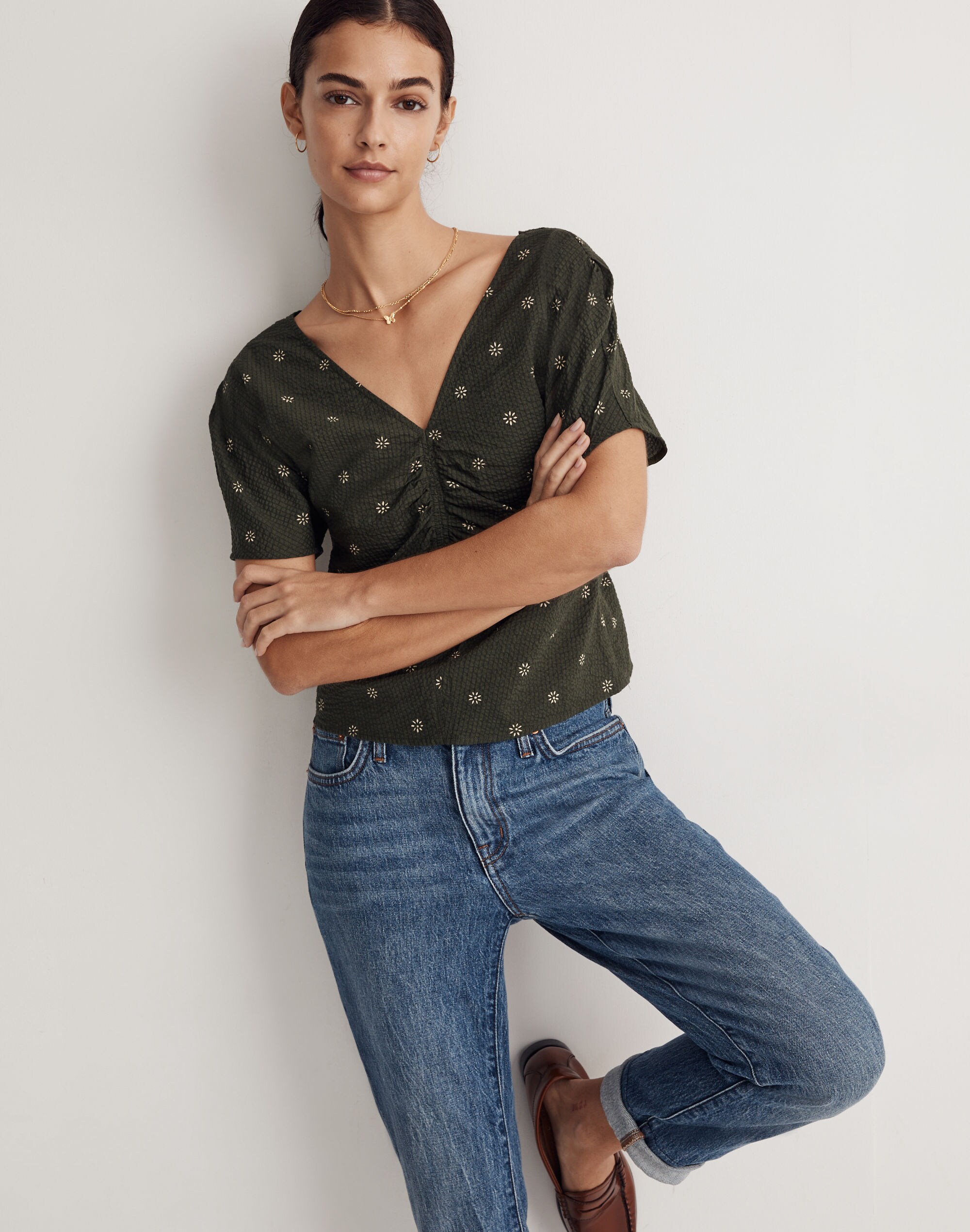 Voile Puff-Sleeve Top in Floral