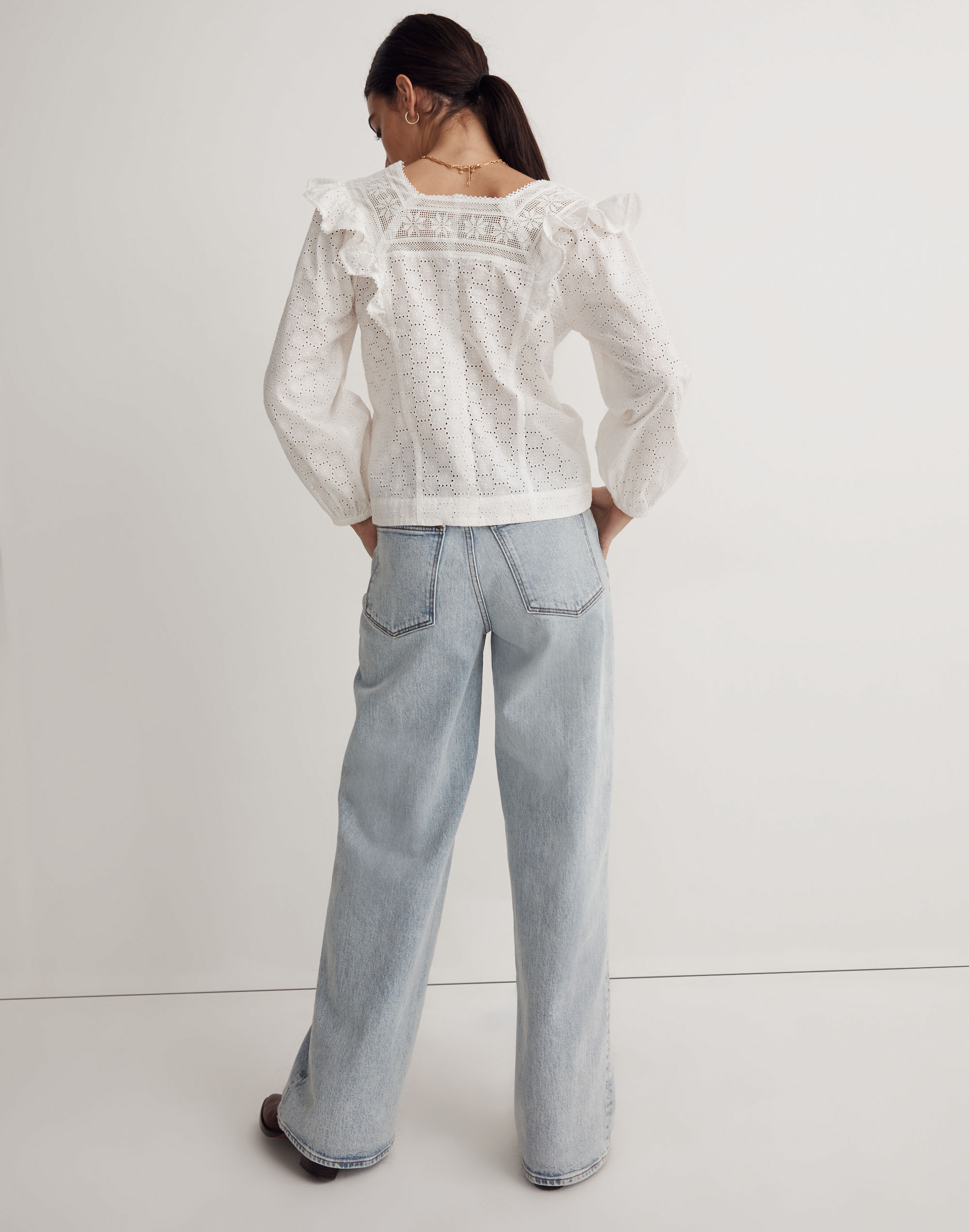 Eyelet Square-Neck Top