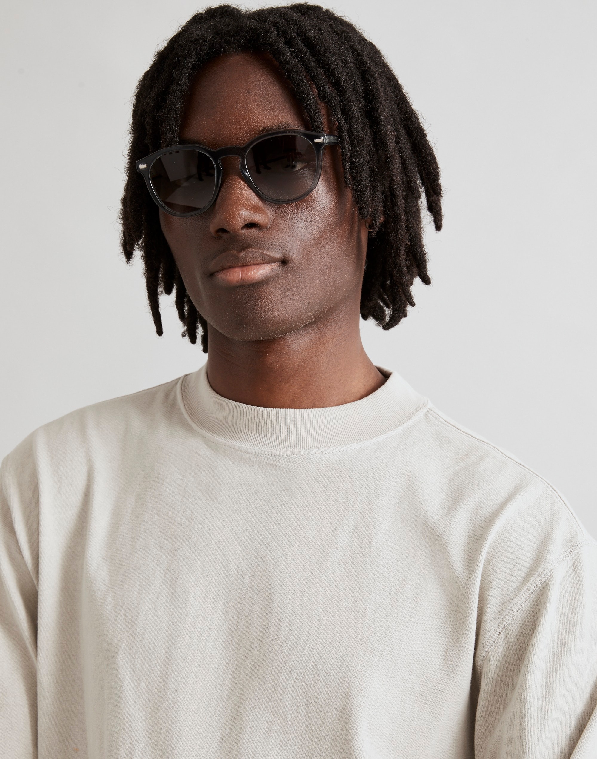 Garment-Dyed Mockneck Long-Sleeve Tee