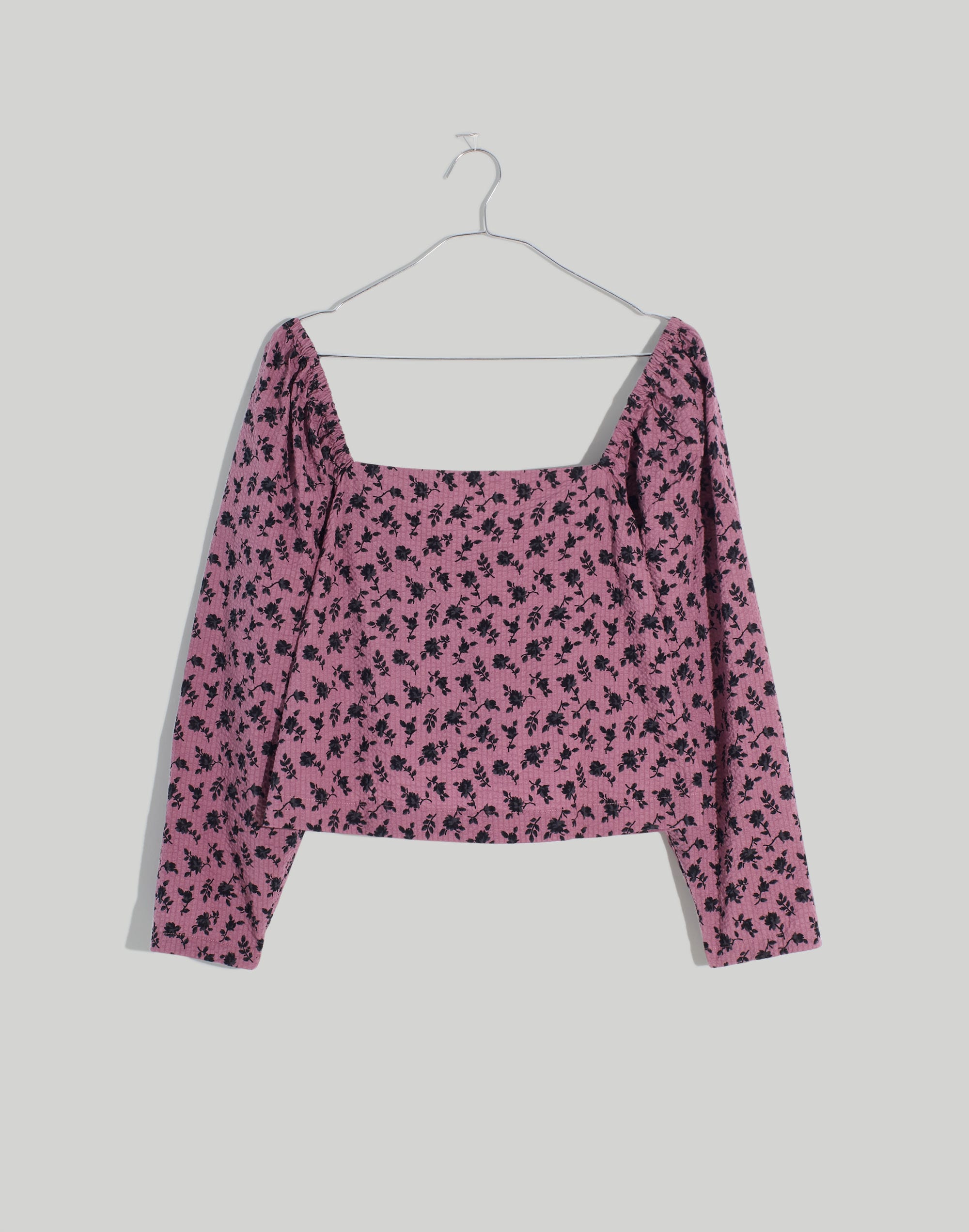 Seersucker Square-Neck Top in Floral