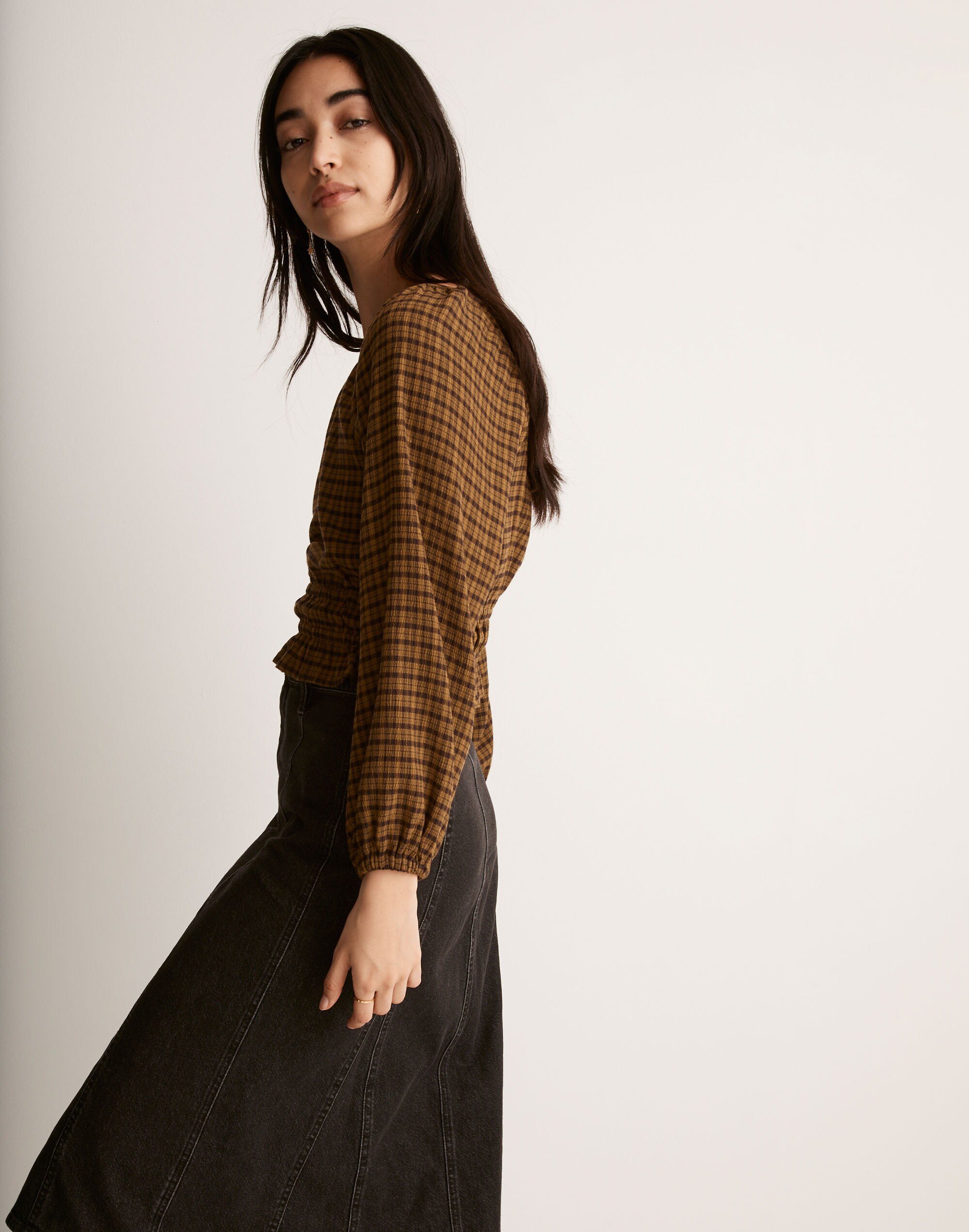 Tie-Back Cutout Top in Plaid