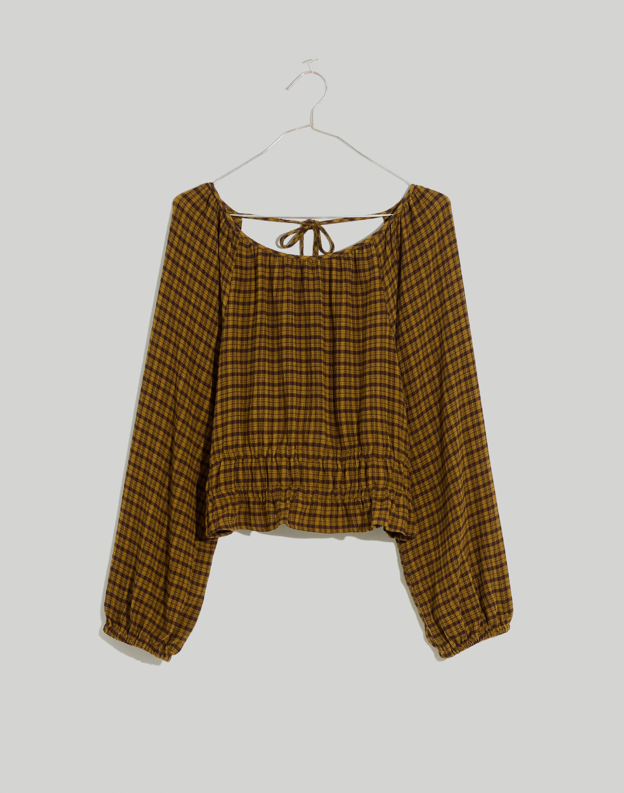 Tie-Back Cutout Top in Plaid