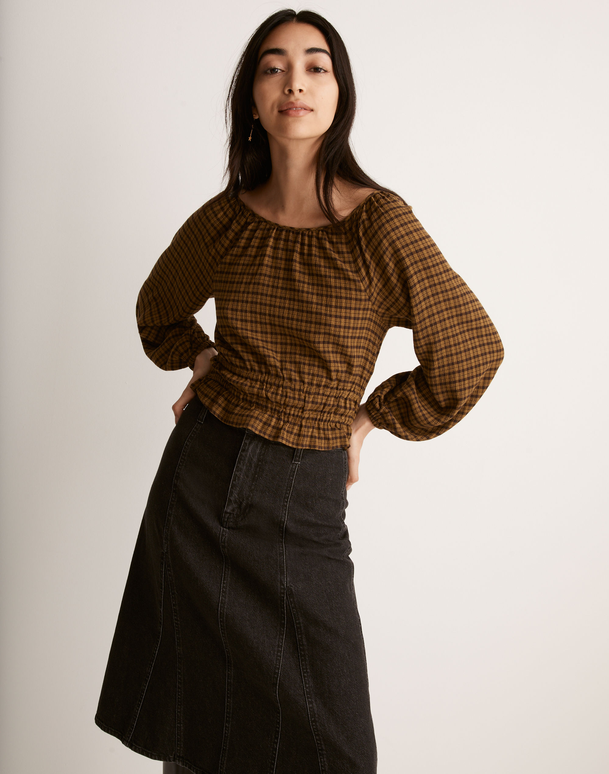 Tie-Back Cutout Top in Plaid