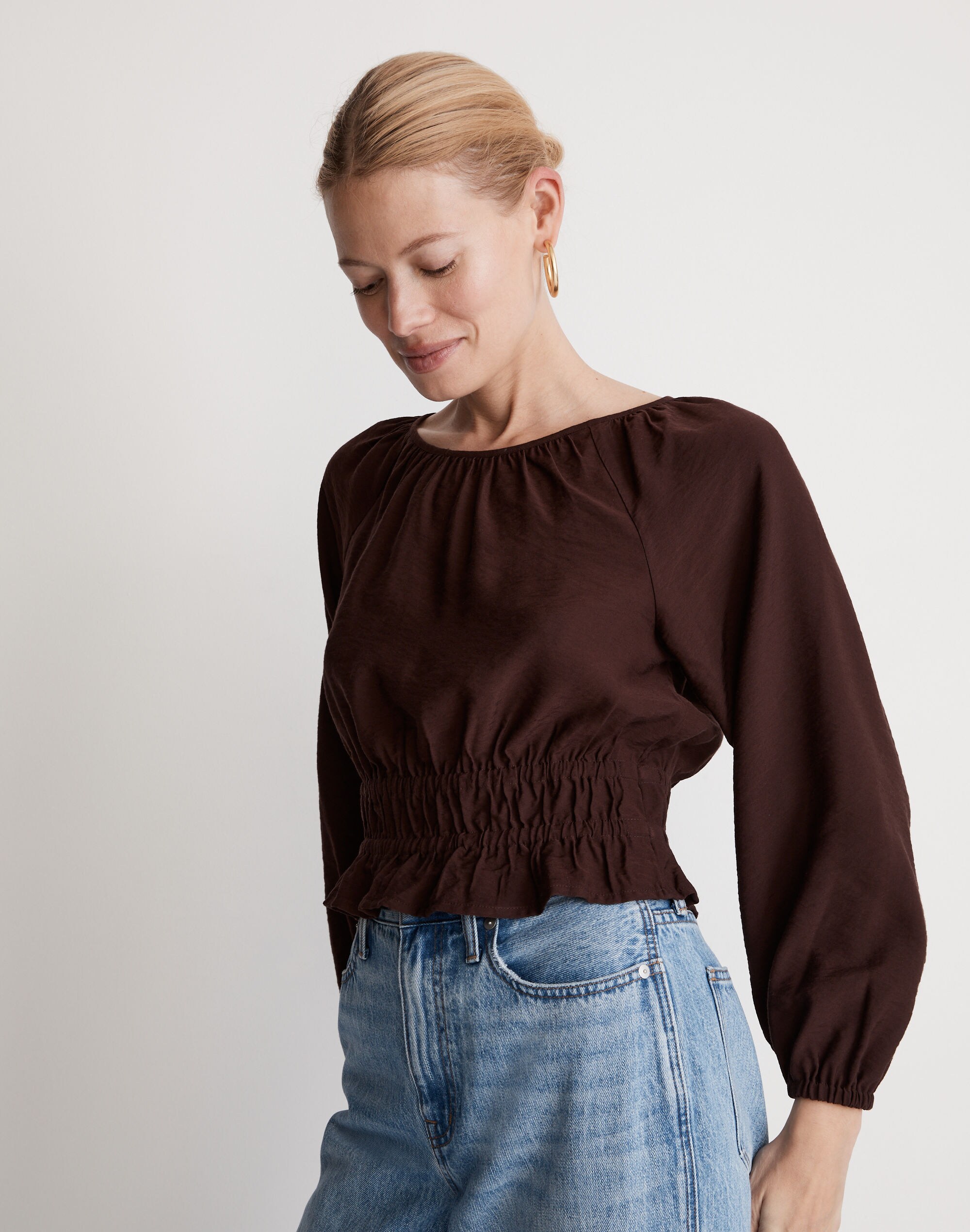 Twill Tie-Back Cutout Top