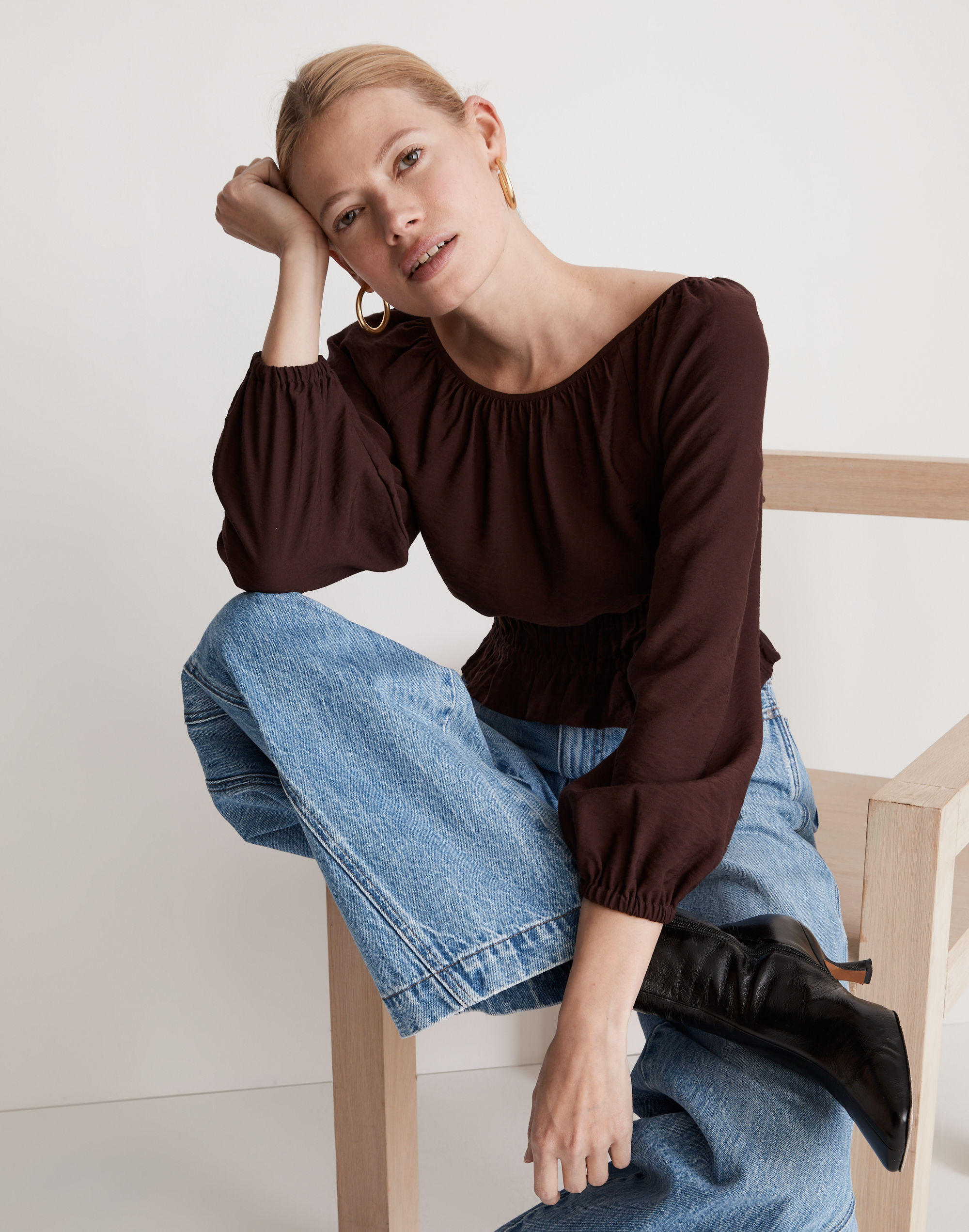 Twill Tie-Back Cutout Top