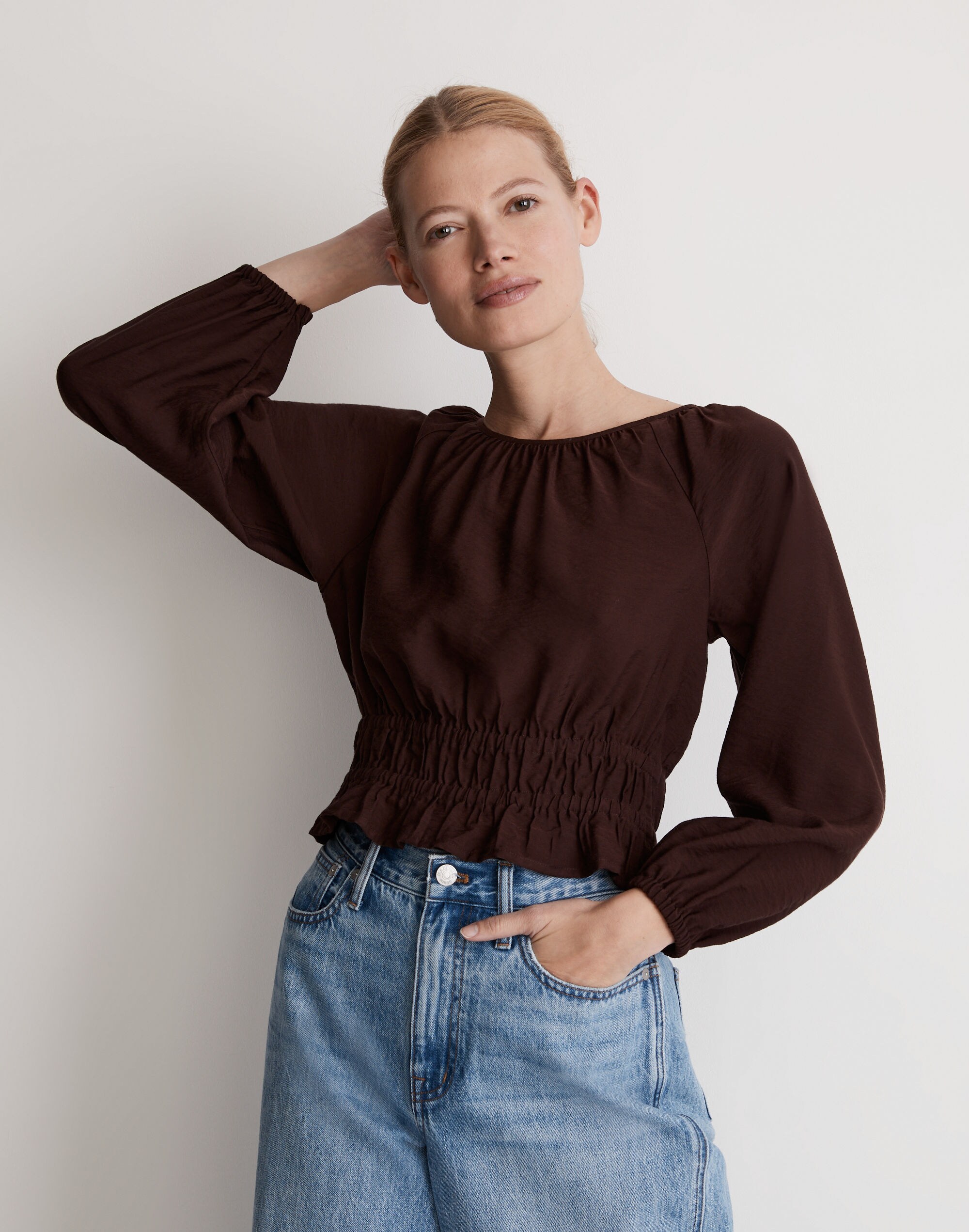 Twill Tie-Back Cutout Top