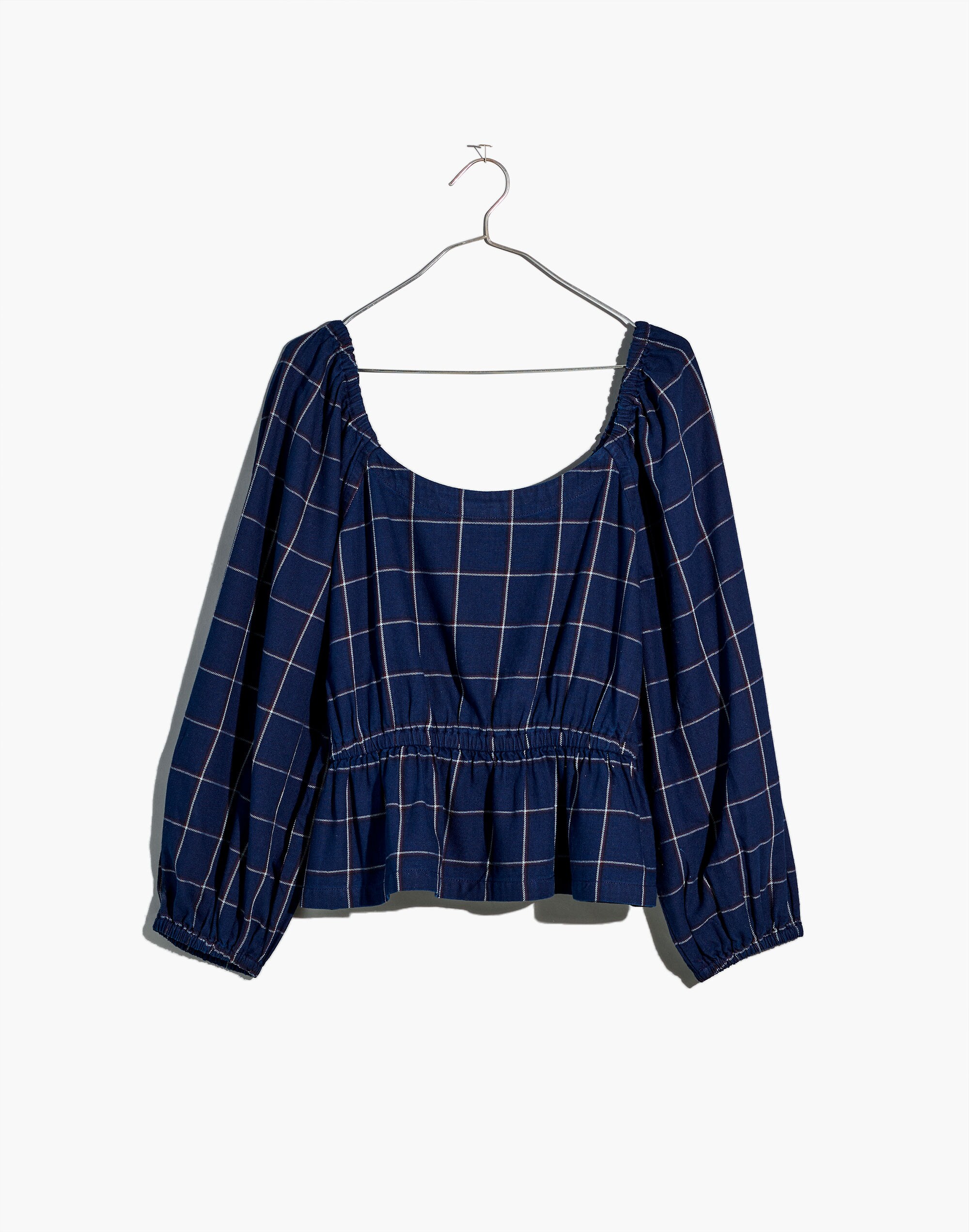 Scoopneck Peplum Top in Windowpane