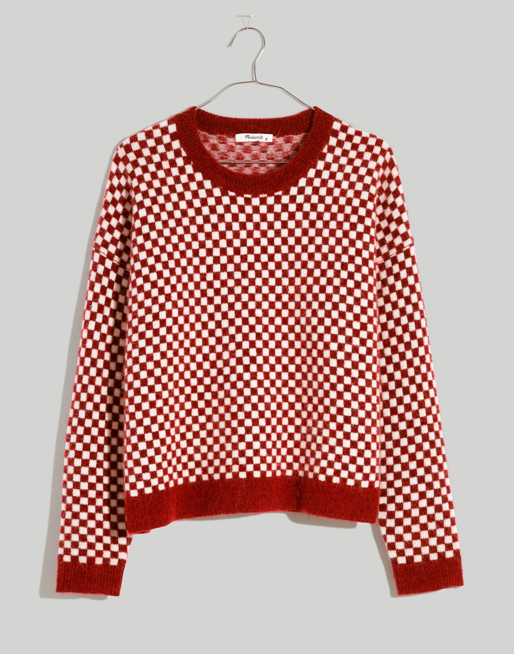 Checkerboard Jacquard Pullover Sweater