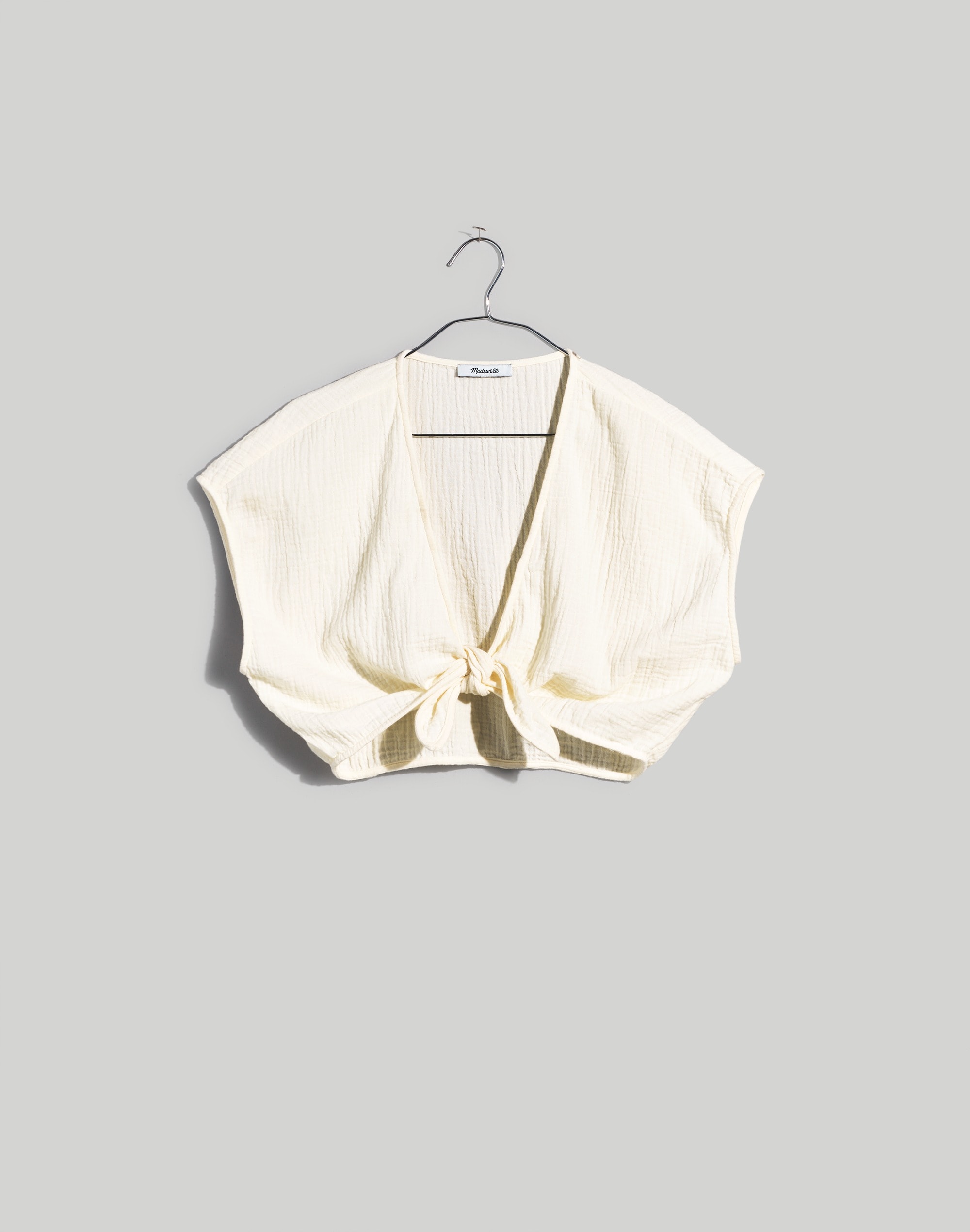 Double-Gauze Tie-Front Cropped Top