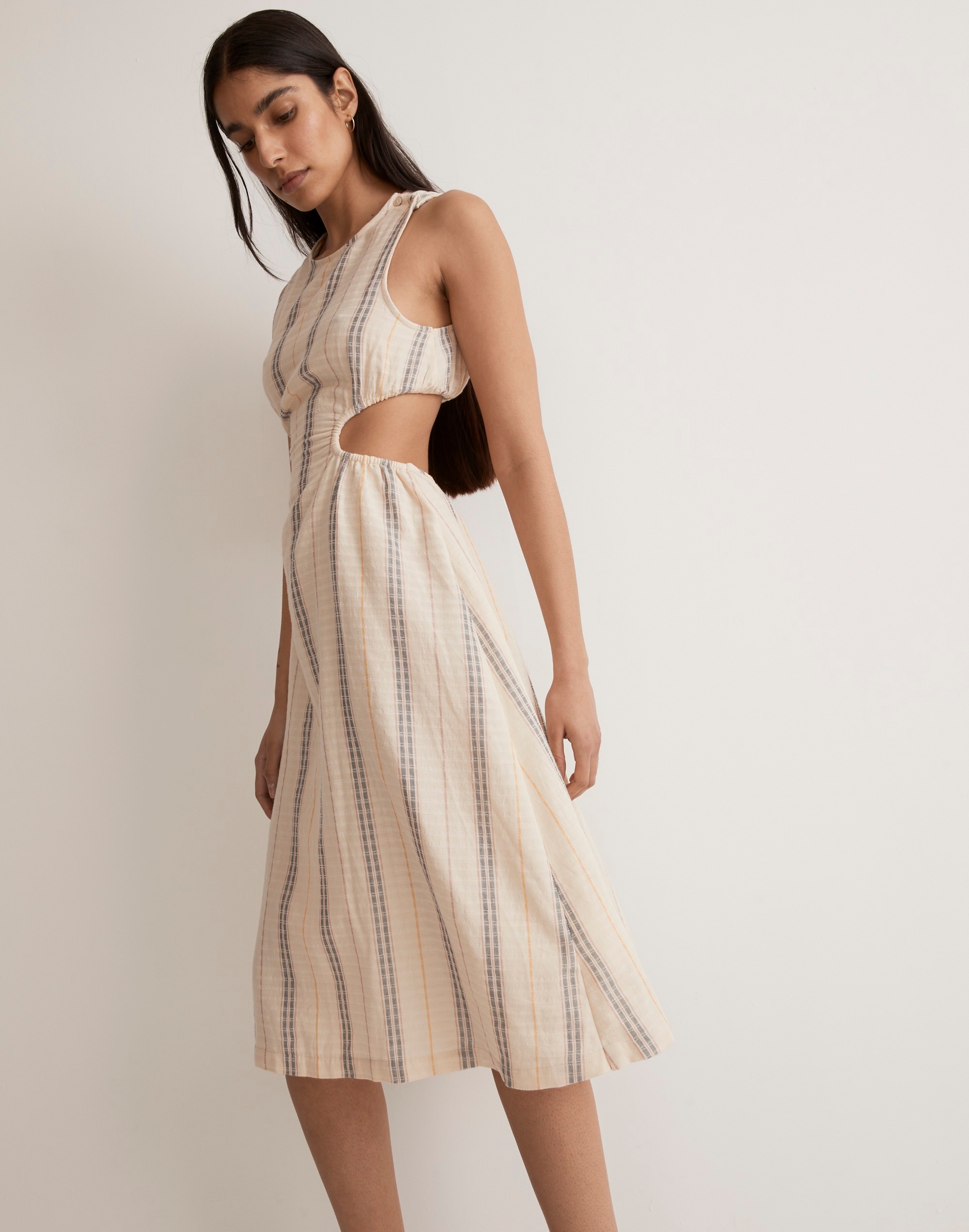 Cutout Midi Dress in Stripe