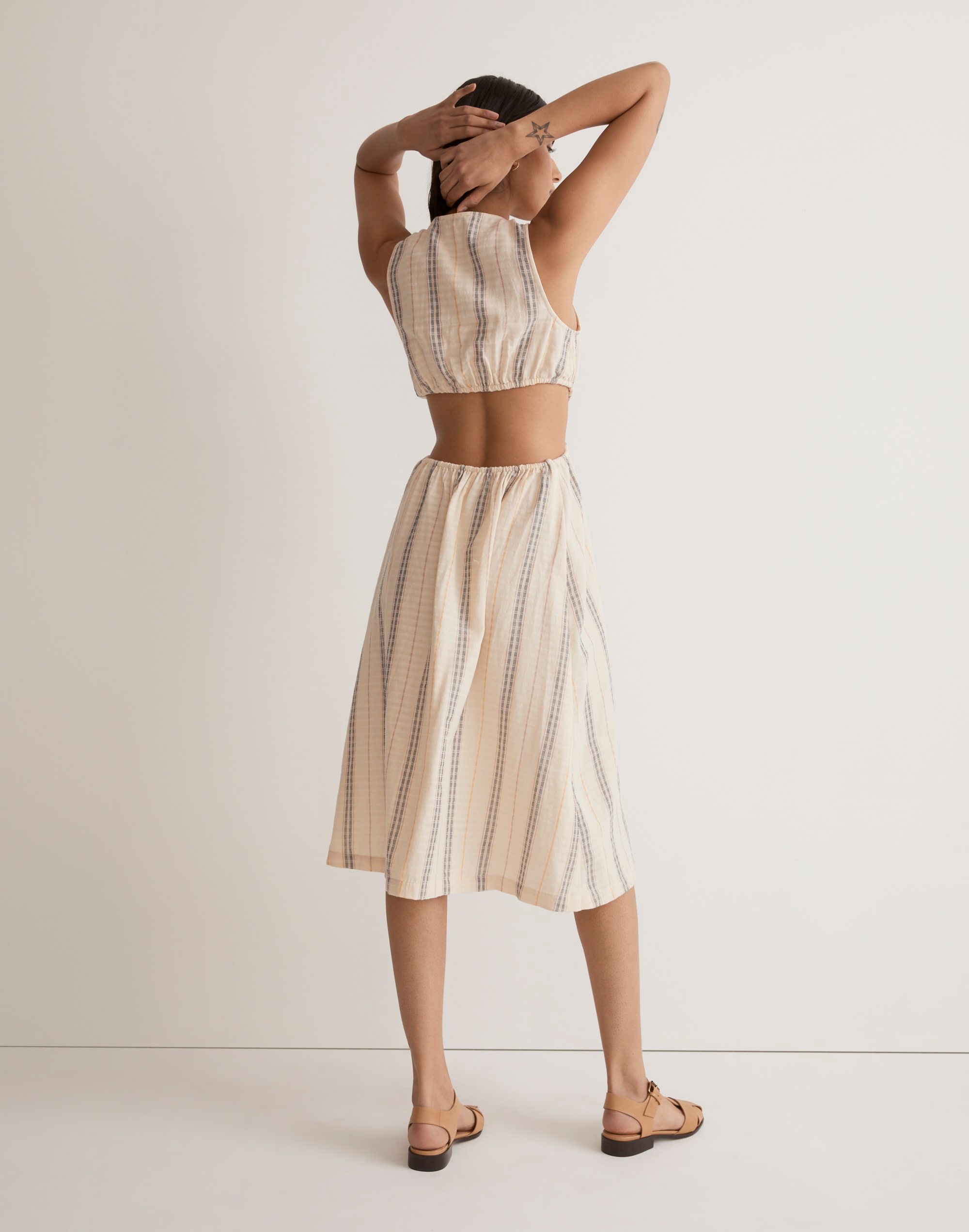 Cutout Midi Dress in Stripe
