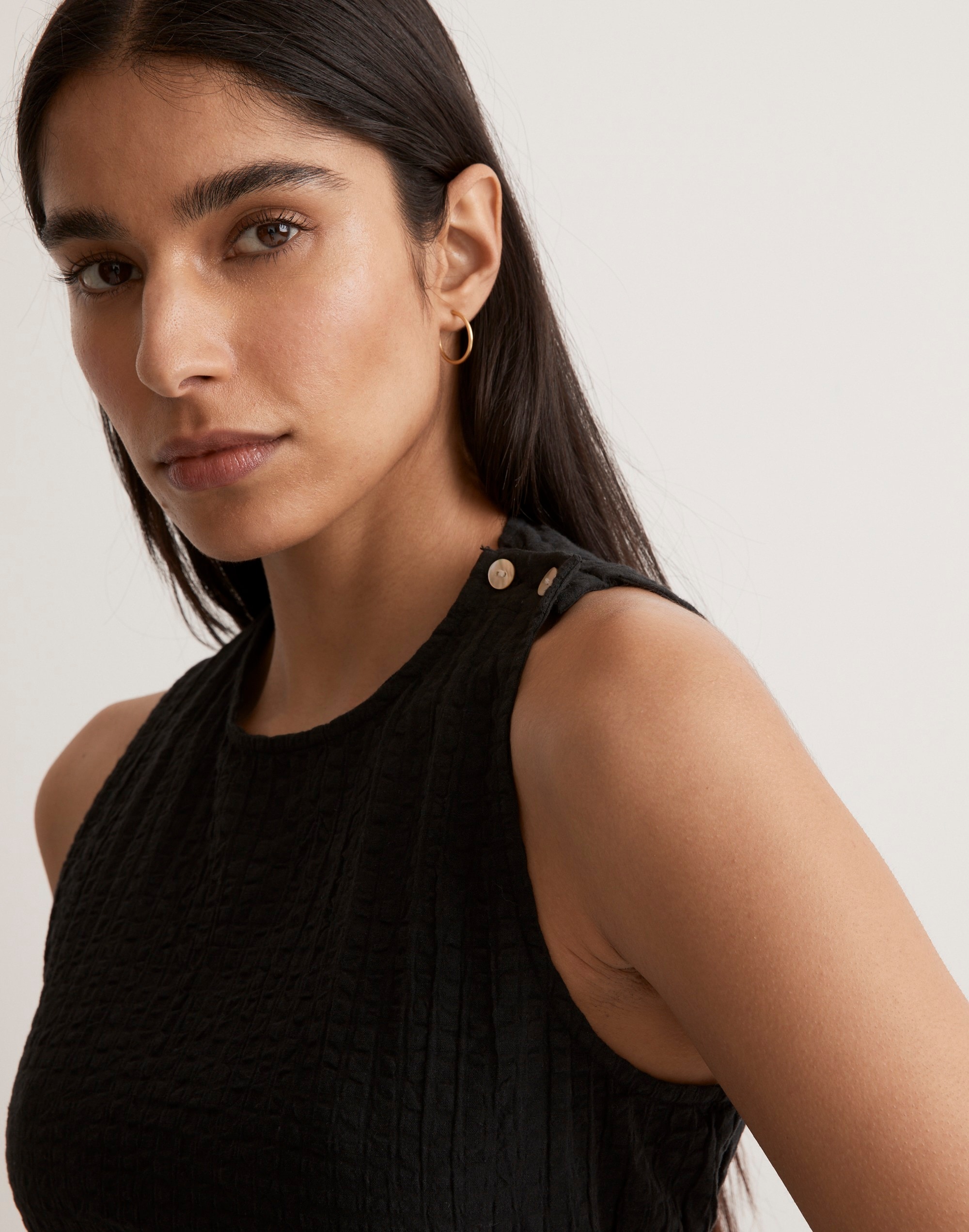 Seersucker Cutout Midi Dress