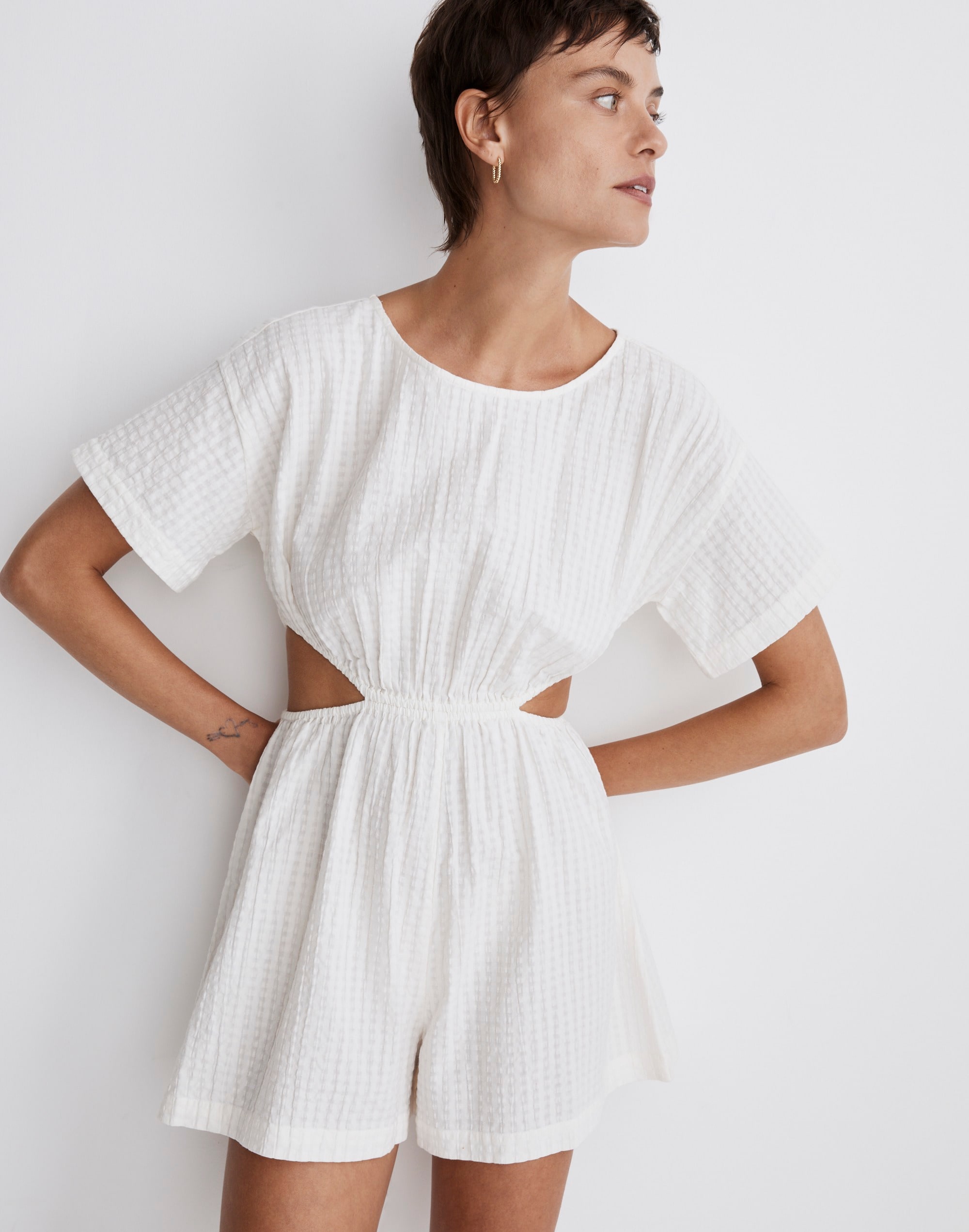 Cutout Romper in Seersucker
