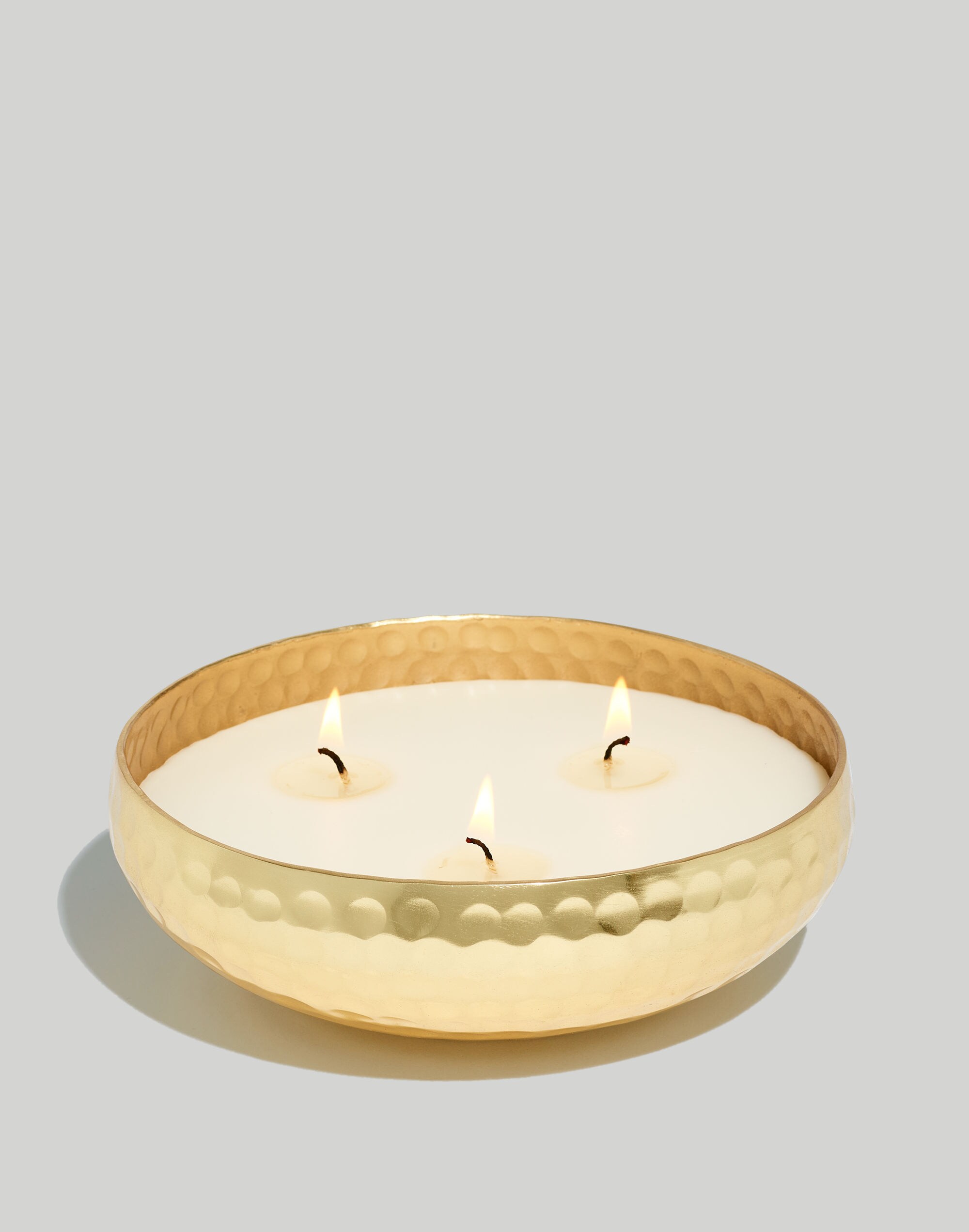 S&amp;L Hammered Metal Triple Wick Candle
