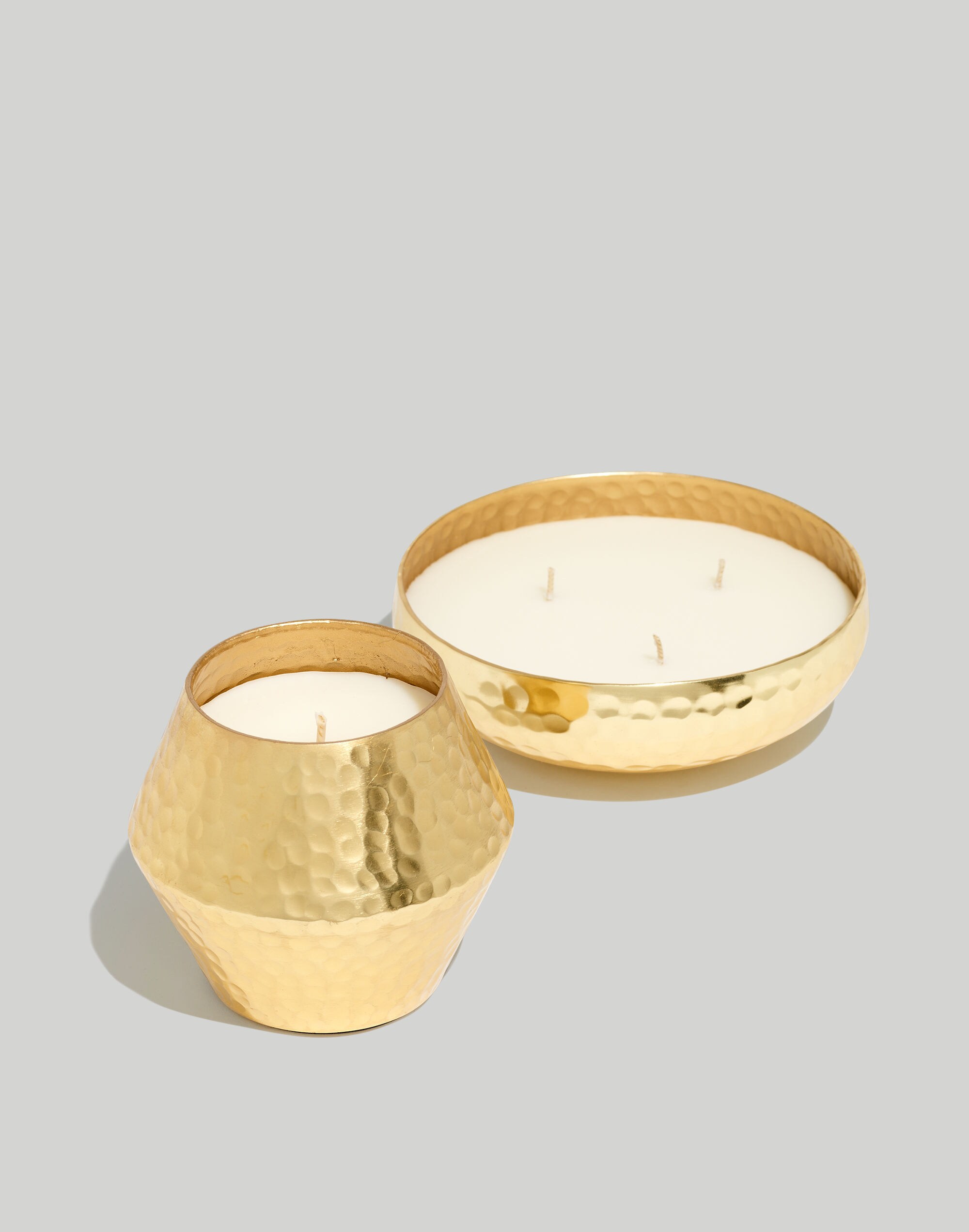 S&amp;L Hammered Metal Triple Wick Candle