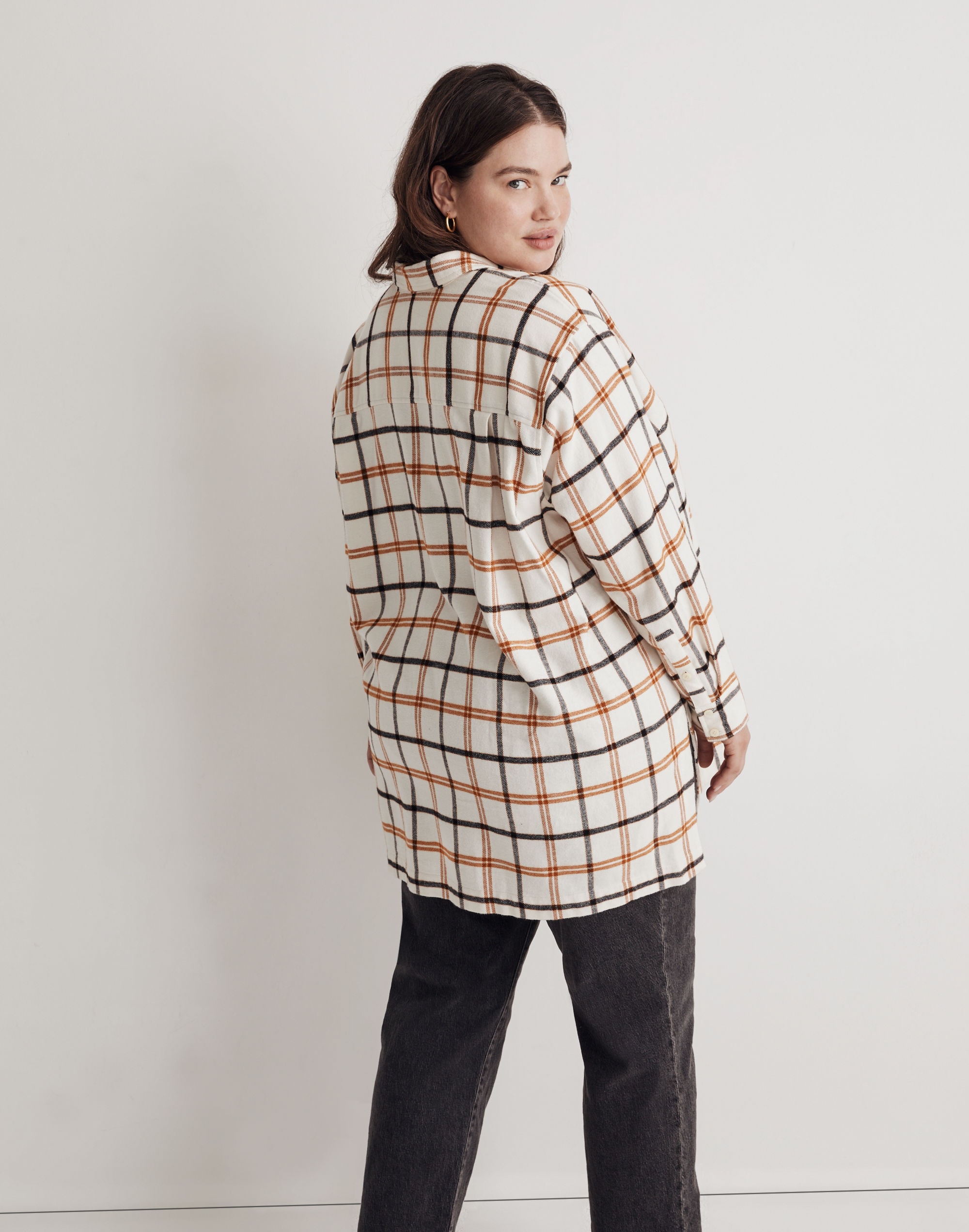 Plus Flannel Oversized Boyfriend Shirt in Plaid