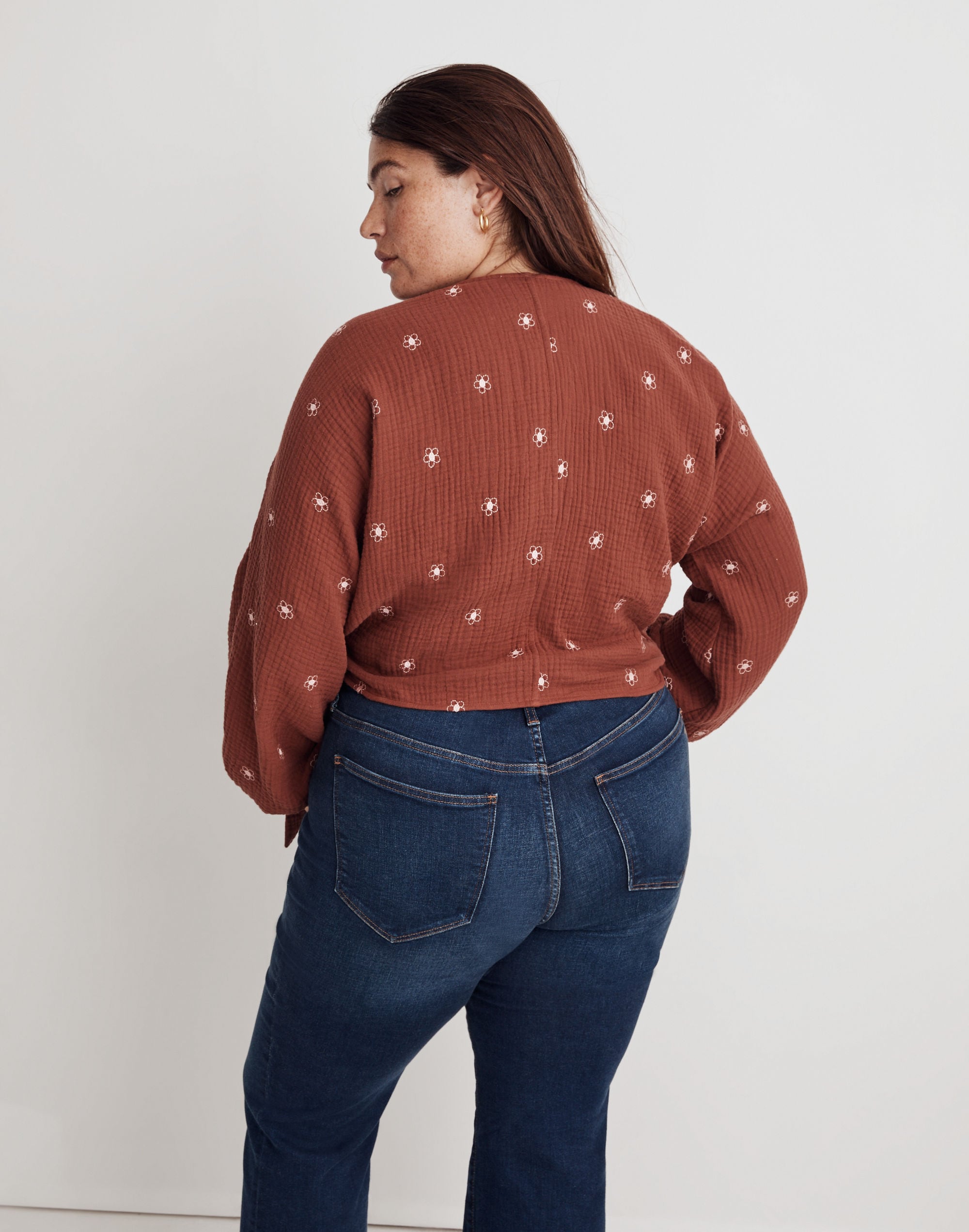 Plus Embroidered Lightspun Wrap Top