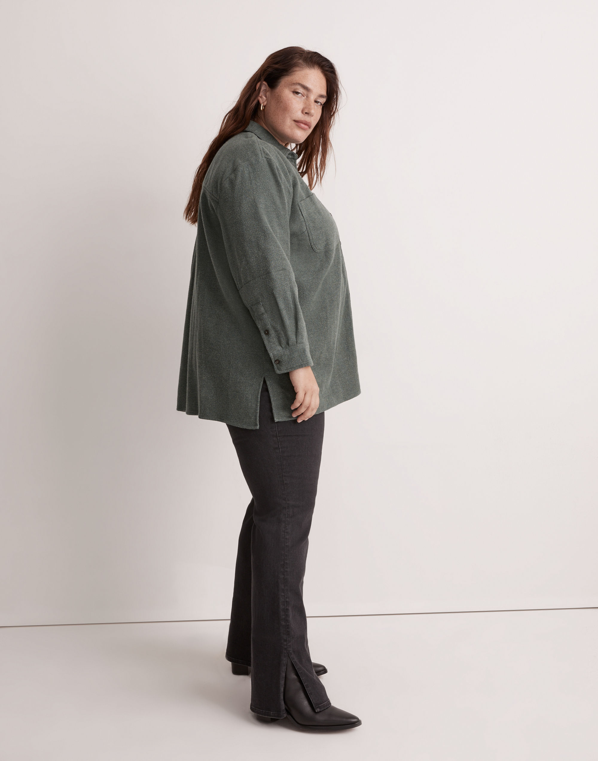 Plus Oversized Ex-Boyfriend Shirt in Flannel: Seamed Edition