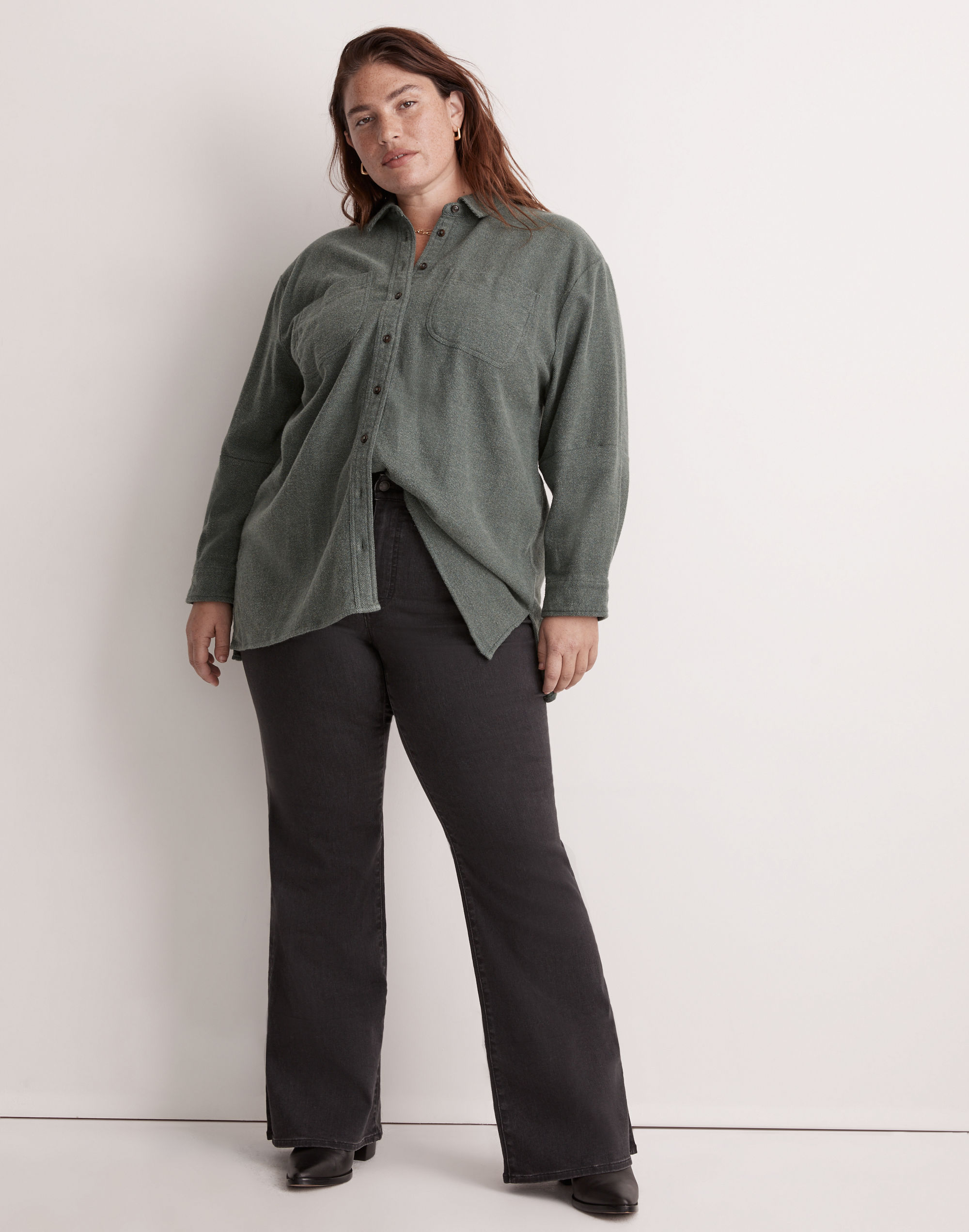 Plus Oversized Ex-Boyfriend Shirt in Flannel: Seamed Edition